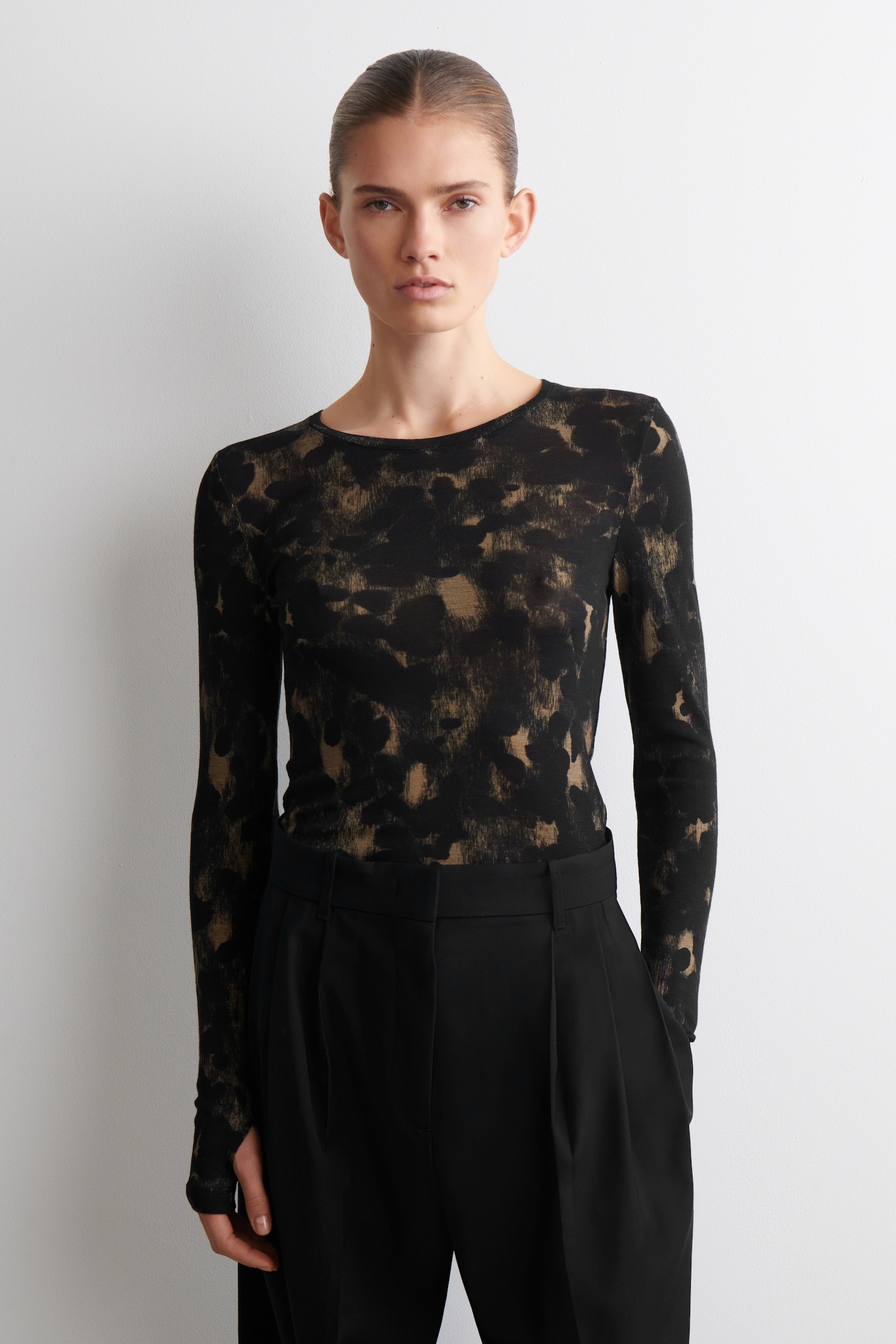 SLIM MERINO WOOL TOP - dierenprint - 1