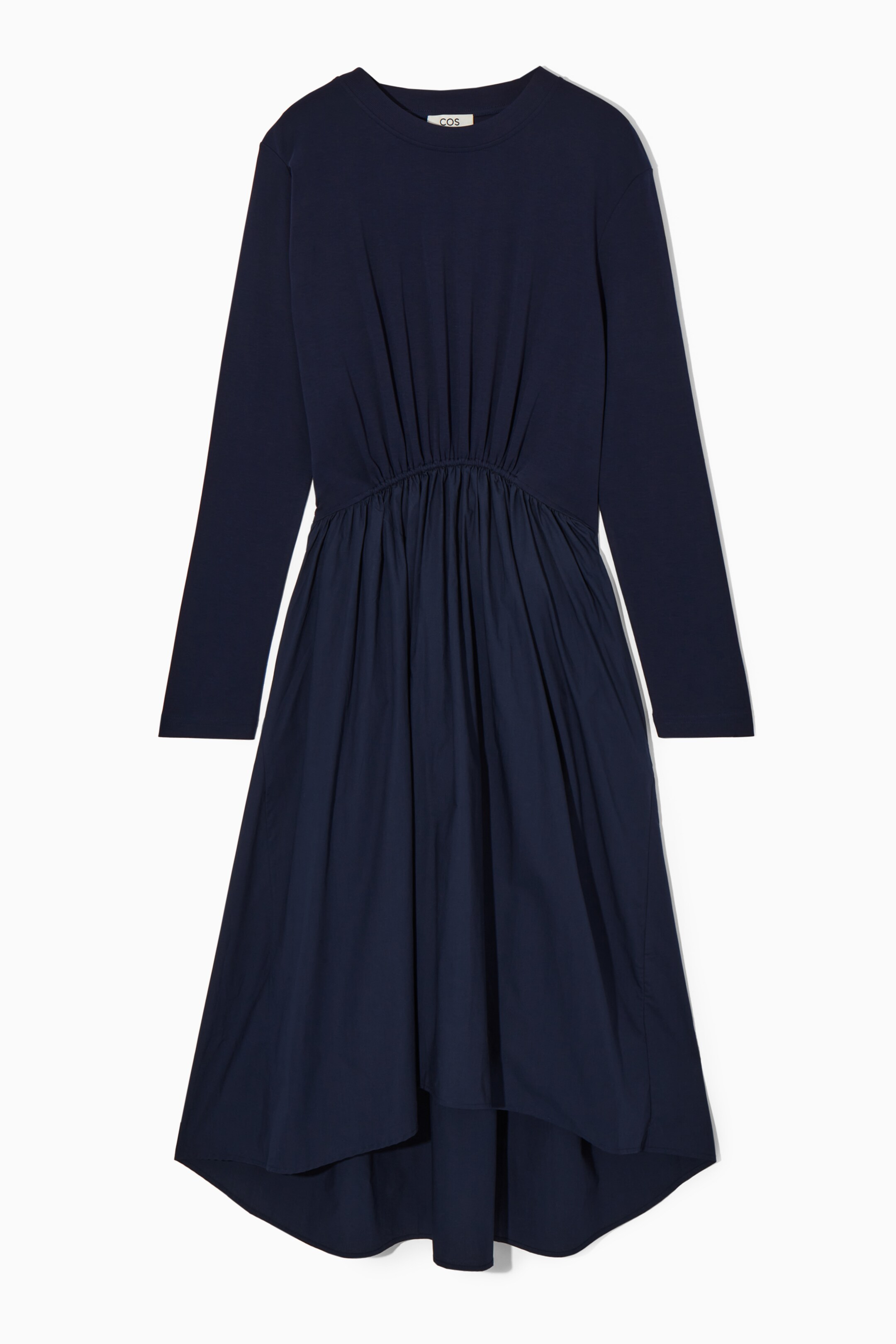 Ingrandisci l'immagine: ASYMMETRIC GATHERED-WAIST MIDI DRESS - NAVY - DONNA | H&M CH 1