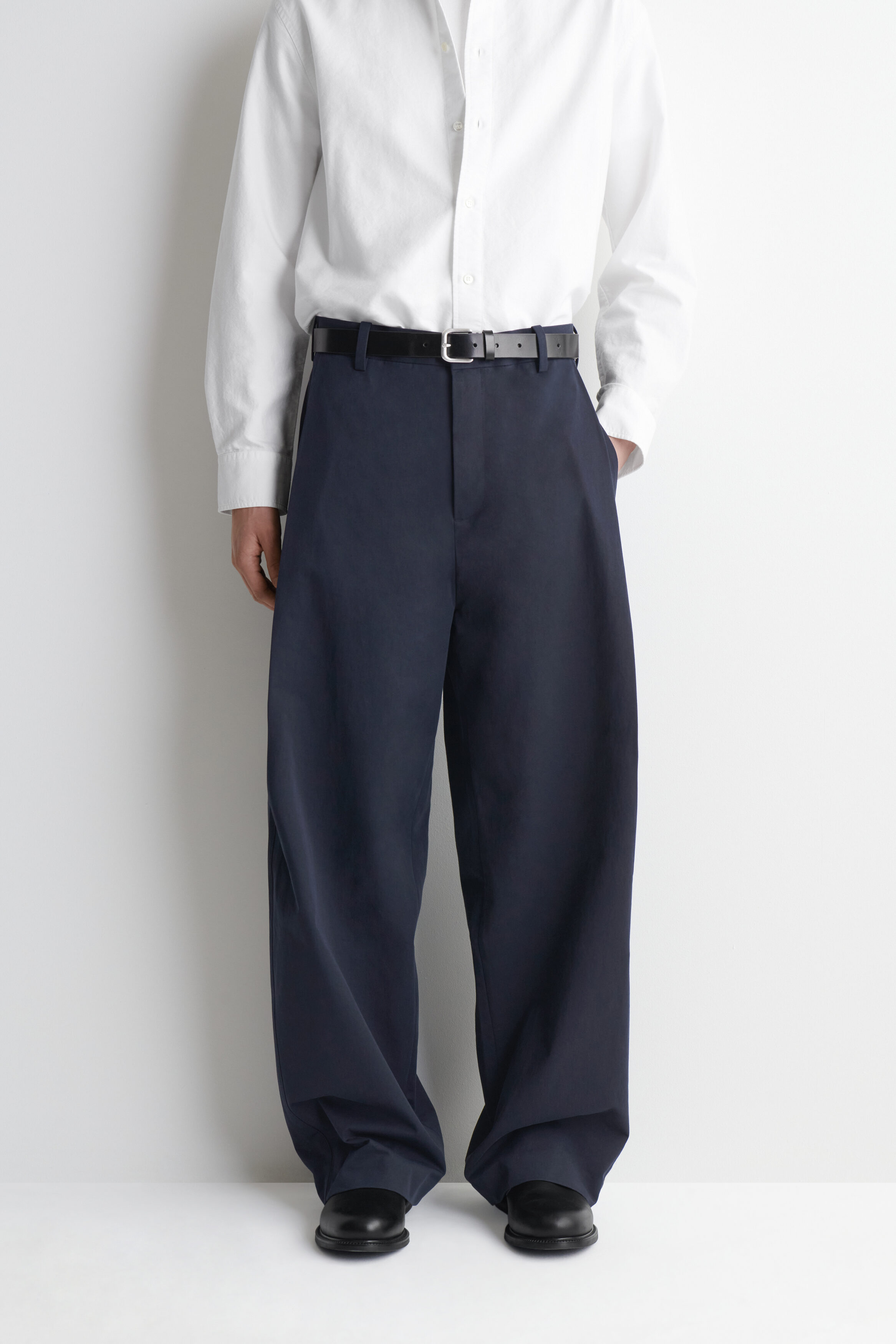 PLEATED COTTON RELAXED-FIT WIDE-LEG PANTS - thumbnail 5