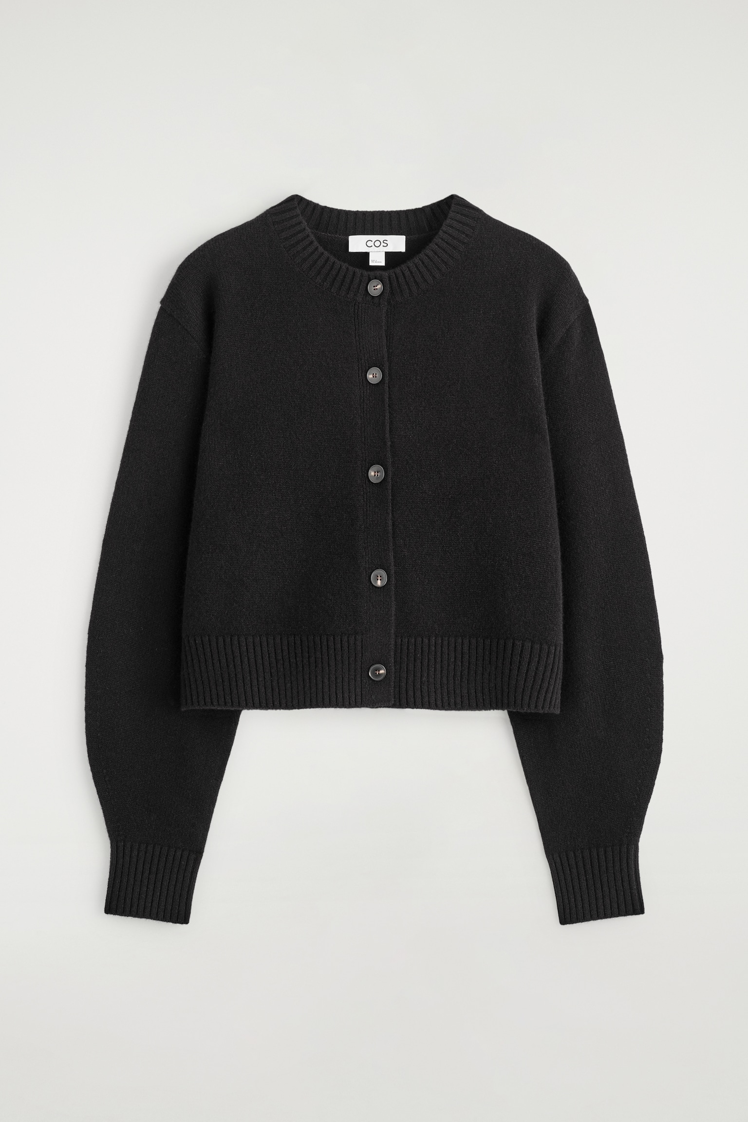 קרדיגן מצמר מרינו - שחור/בז' מלאנג'/צהוב חמאה - 2