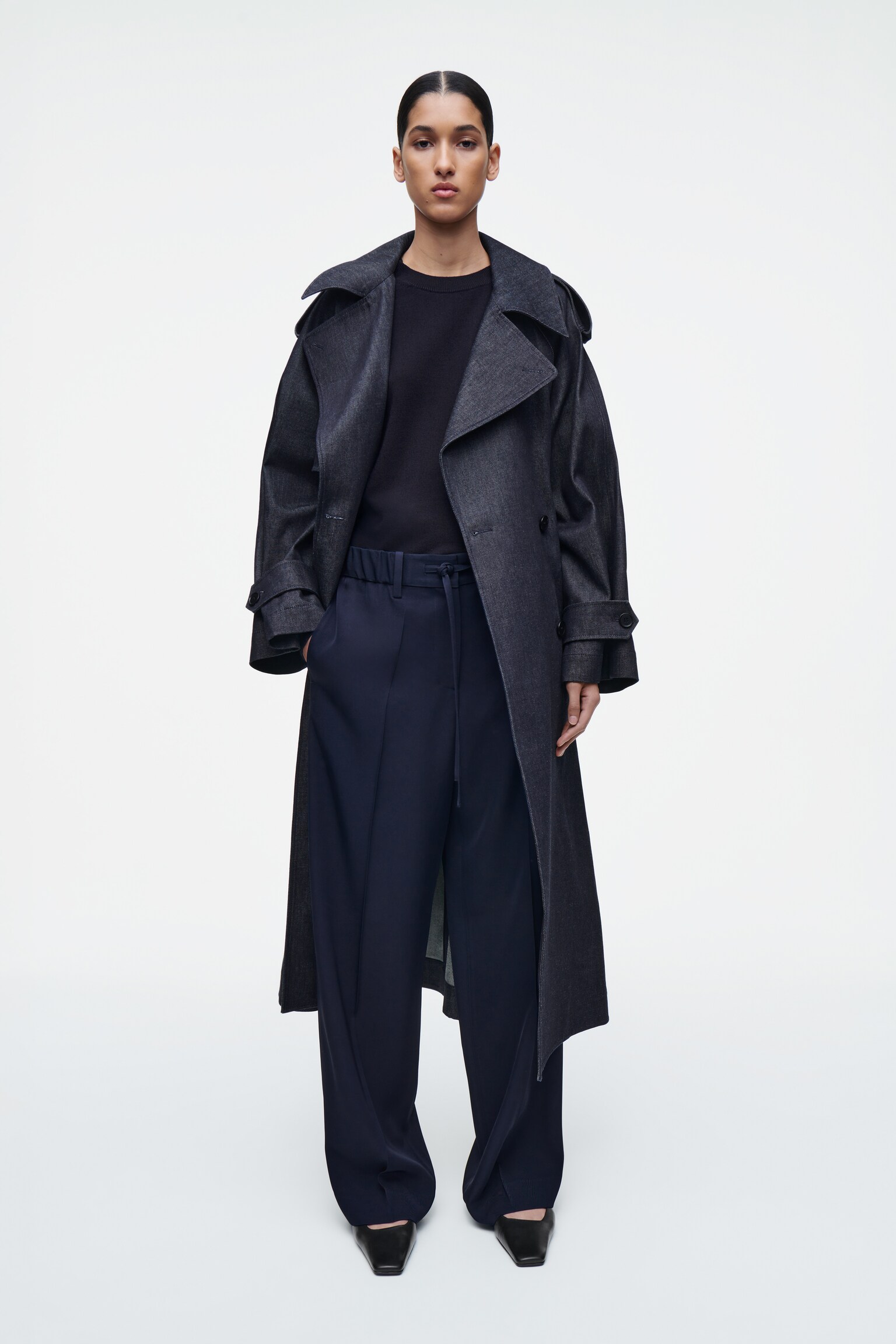 PANTALON DROIT À TAILLE AJUSTABLE - BLEU MARINE/KAKI FONCÉ - 5