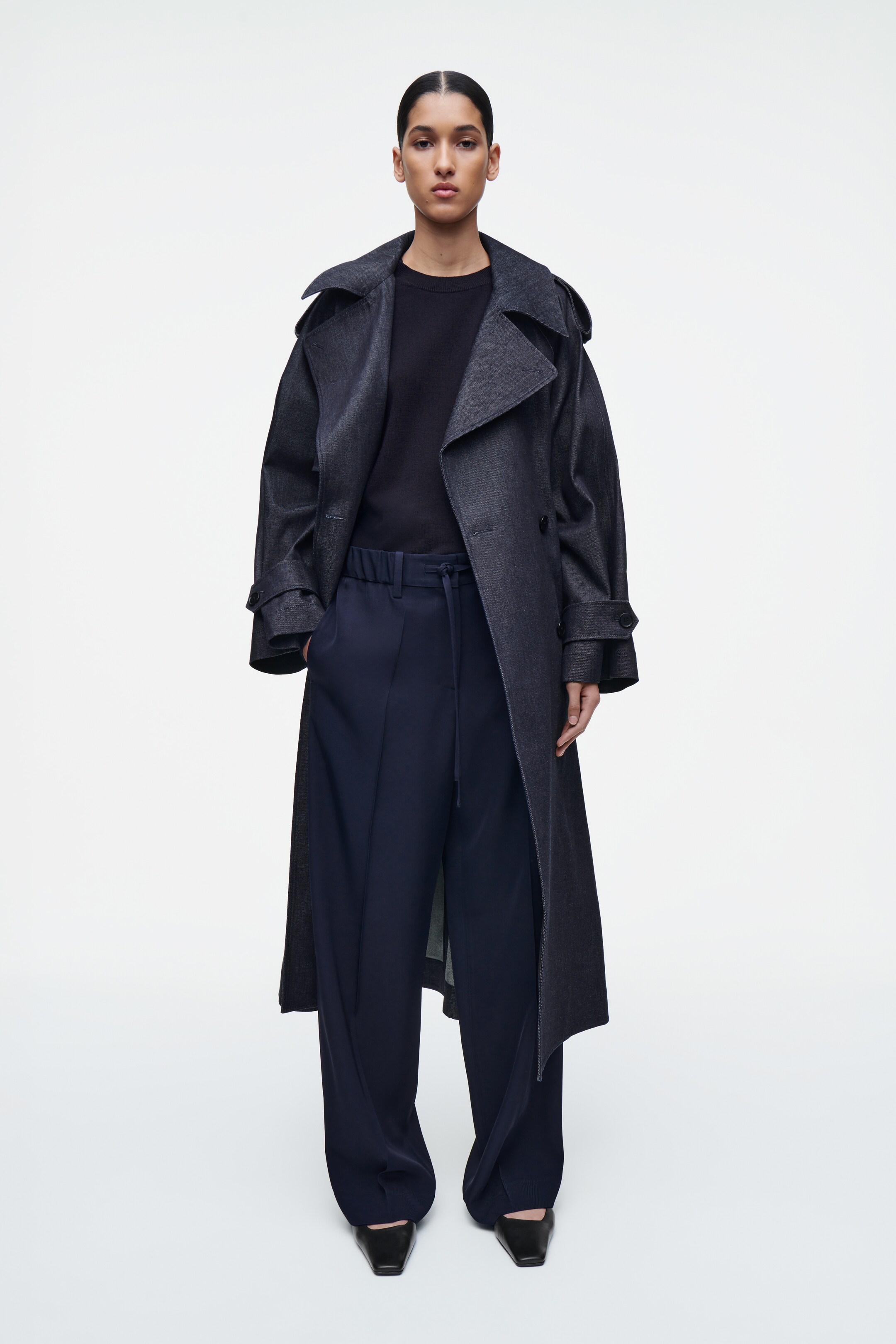 Ver imagen más grande: PANTALÓN RECTO CON AJUSTE DE CORDÓN - AZUL MARINO - MUJER | H&M ES 3