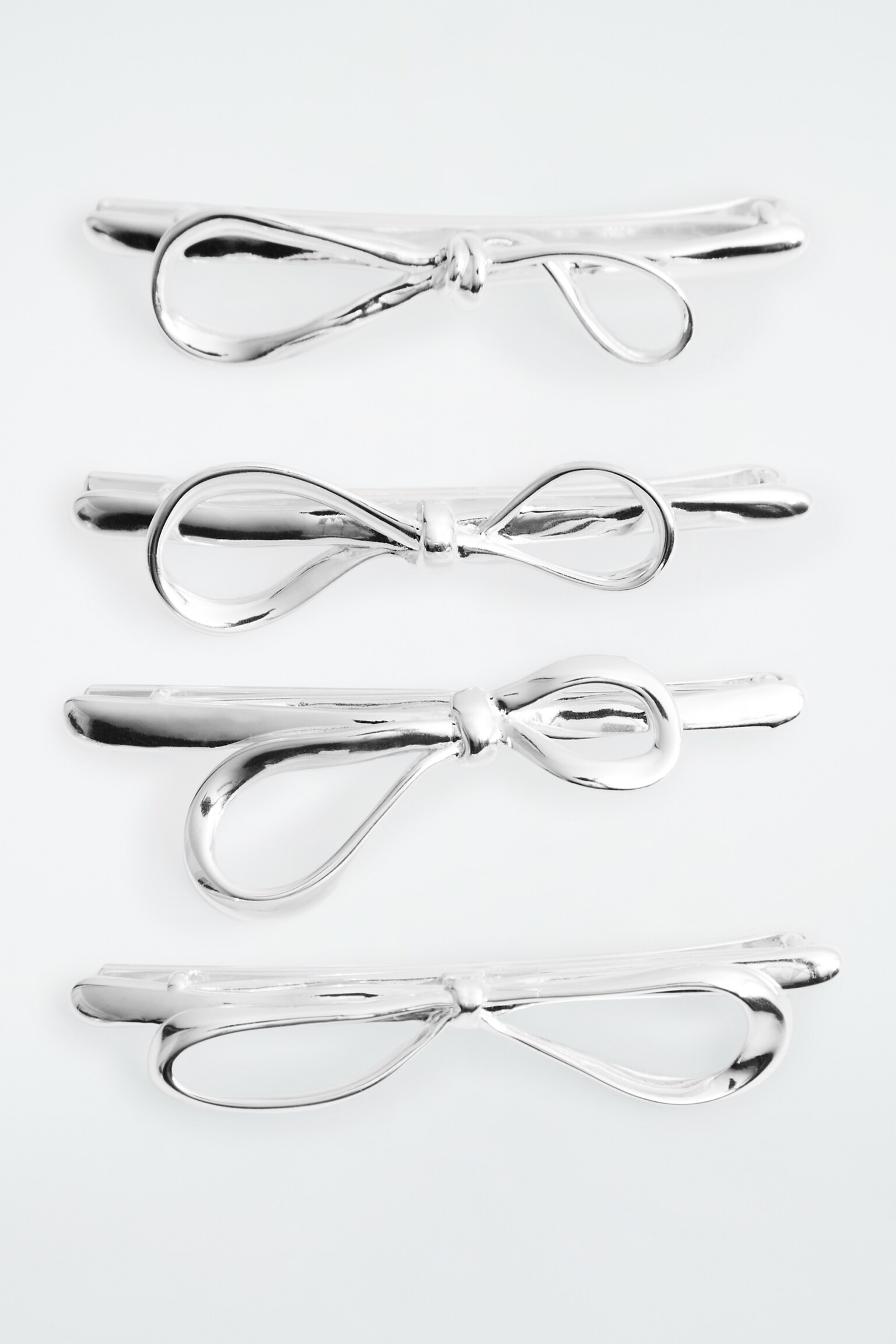4-PACK BOW HAIR SLIDES - SILVER