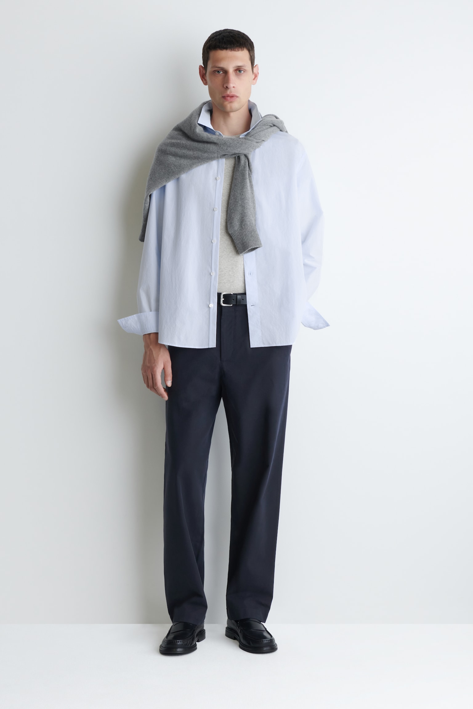 RELAXED PIMA COTTON-POPLIN SHIRT - LIGHT BLUE/WHITE/BLUE - 6