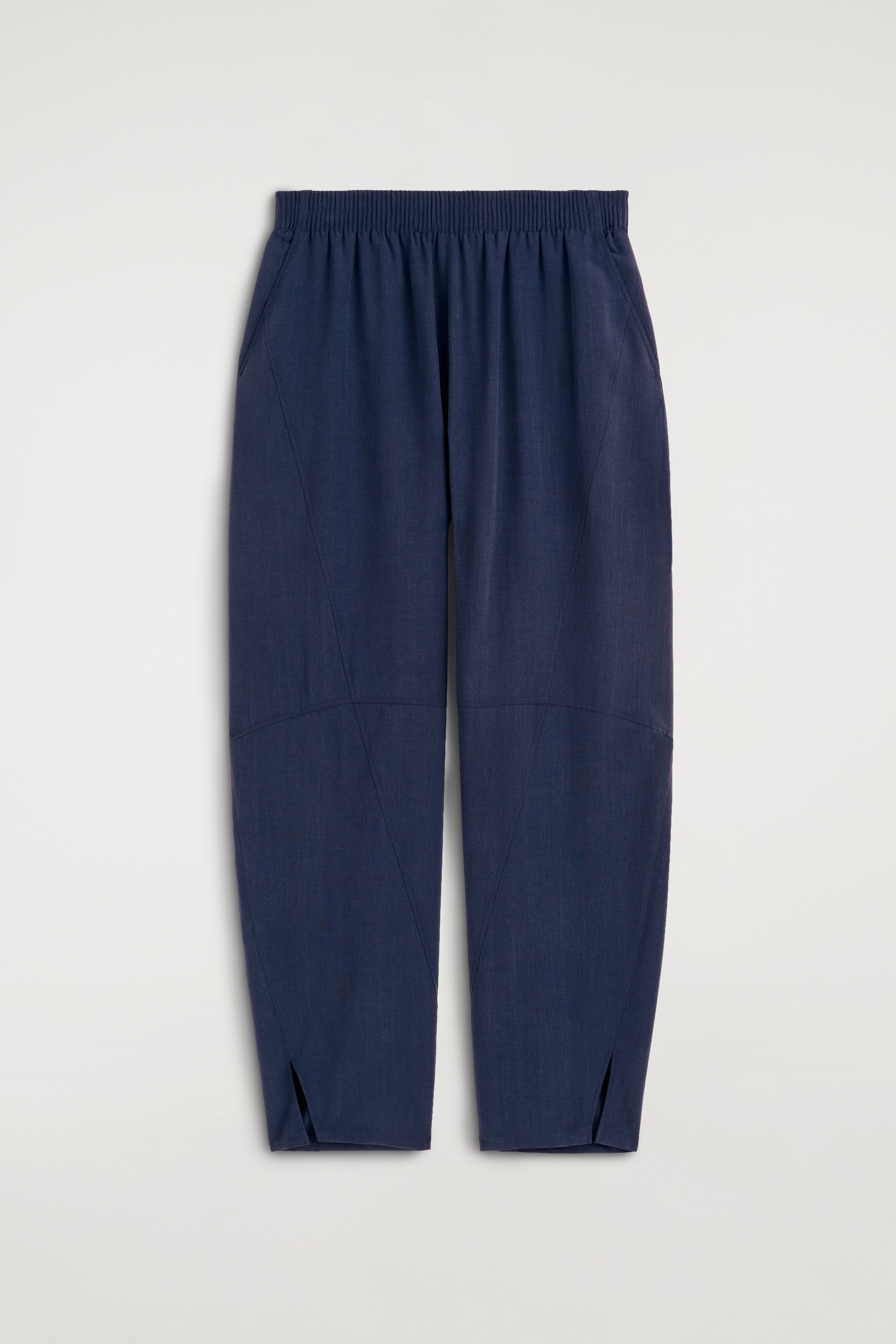 PANTALONI TIP BUTOI CU PANOURI ȘI TALIE ELASTICĂ - BLEUMARIN/NEGRU