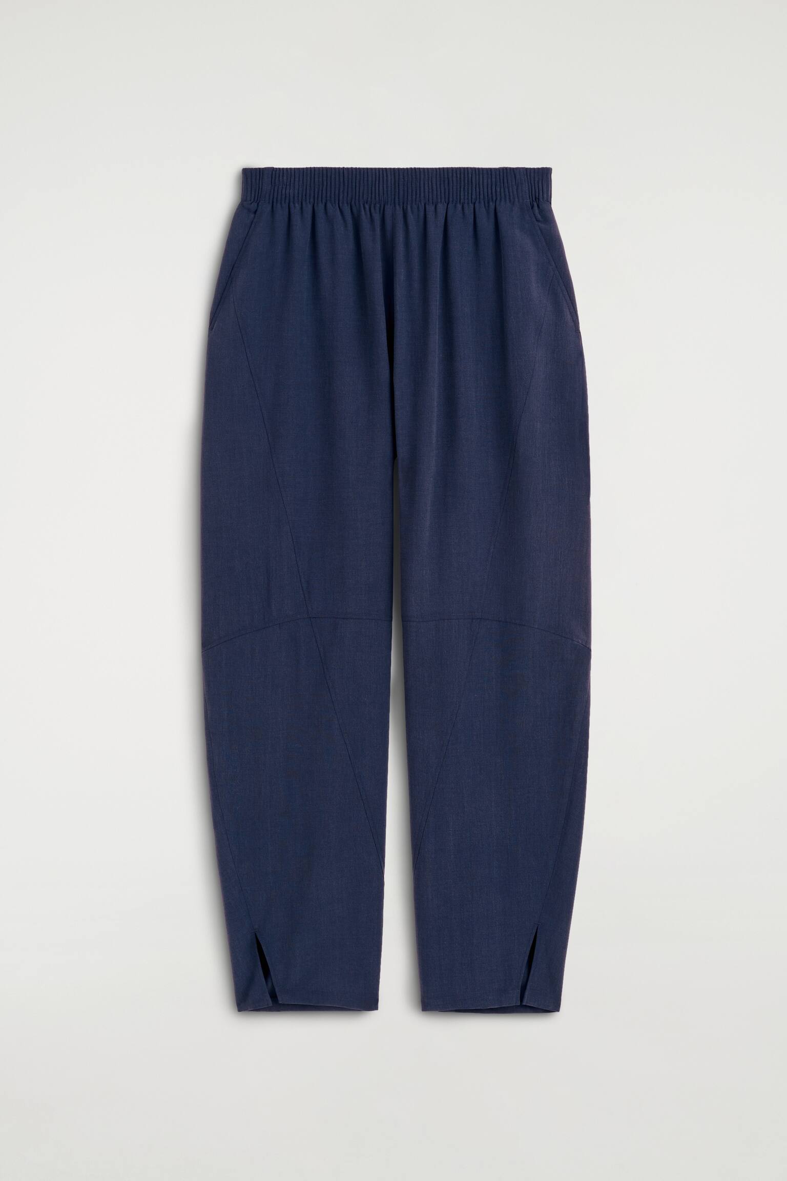 PANELLED ELASTICATED BARREL-LEG TROUSERS - כחול נייבי - 1