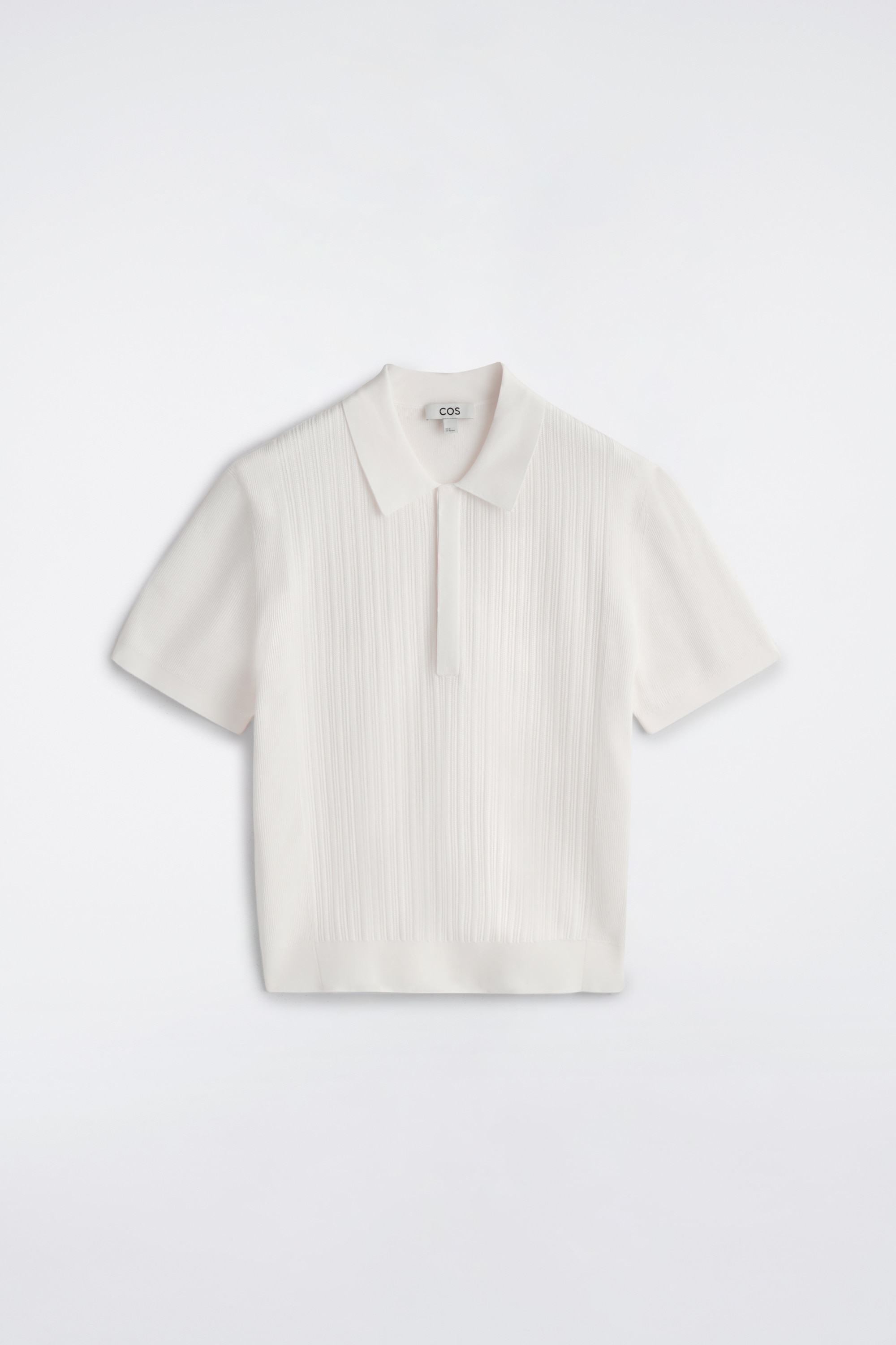 BAVLNĚNÉ POLO S TEXTUROVANÝMI PANELY - BÍLÁ/TMAVĚ HNĚDÁ