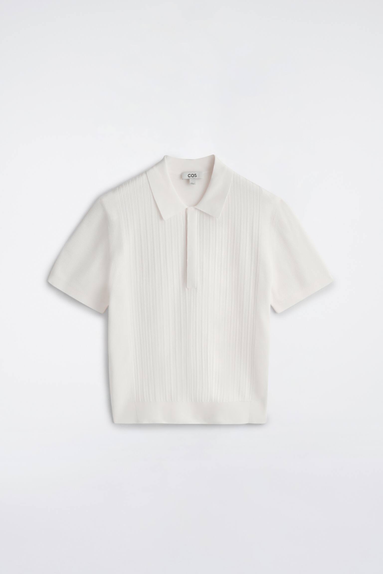 Katoenen polo met gestructureerde panelen - WIT/DONKERBRUIN - 2