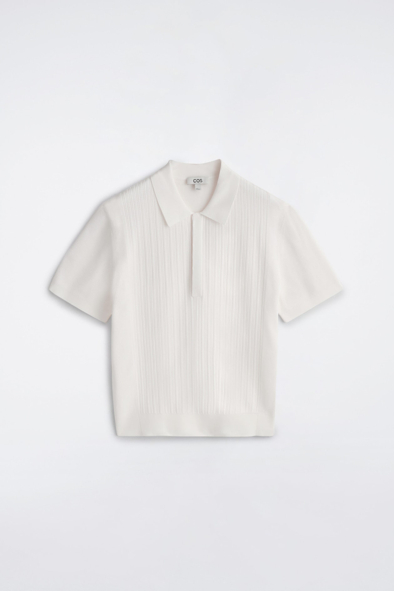 PIKÉTRÖJA I BOMULL MED RIBBSTICKAT FRAMSTYCKE