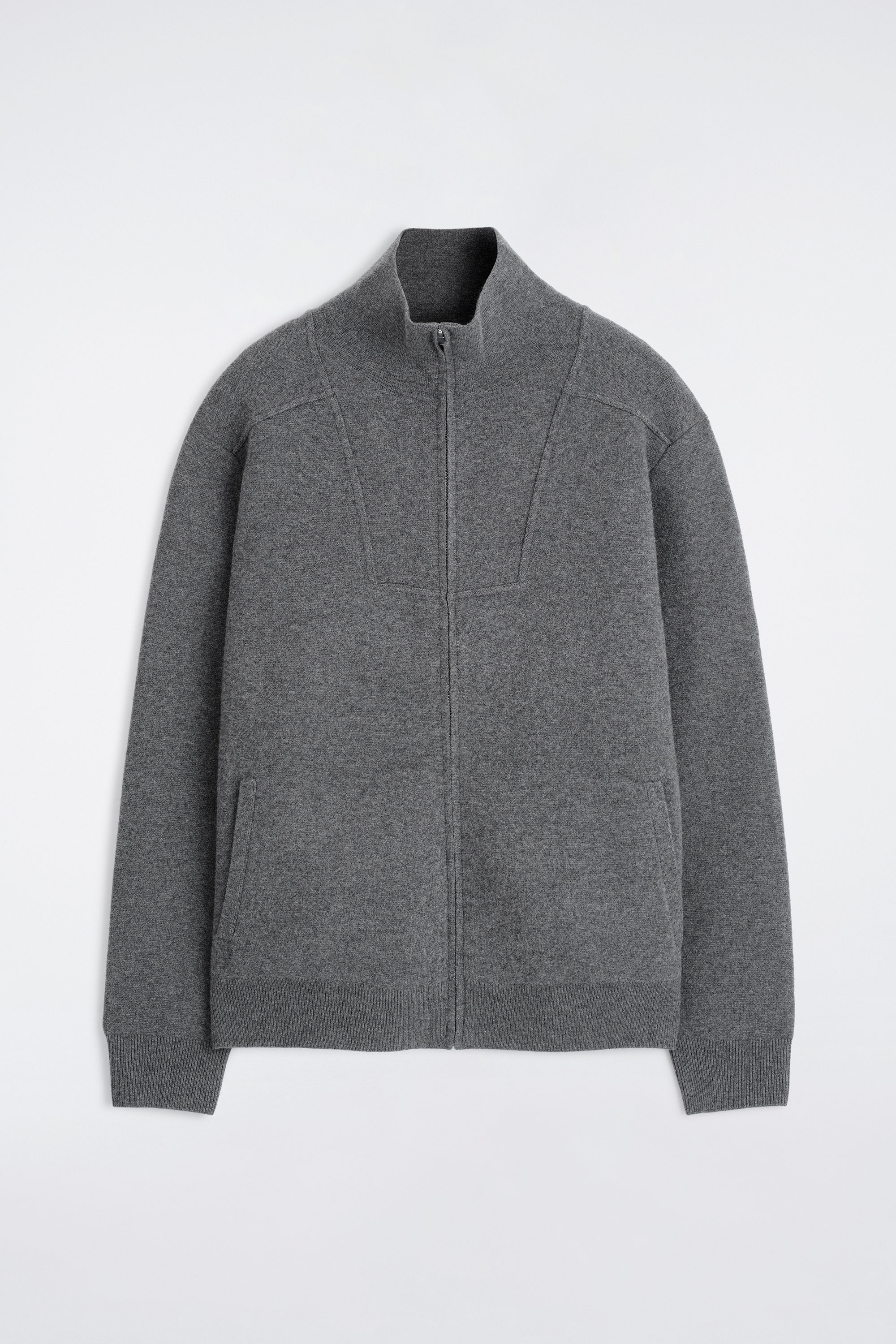 MERINO WOOL ZIP-UP TRACK JACKET - GREY | COS