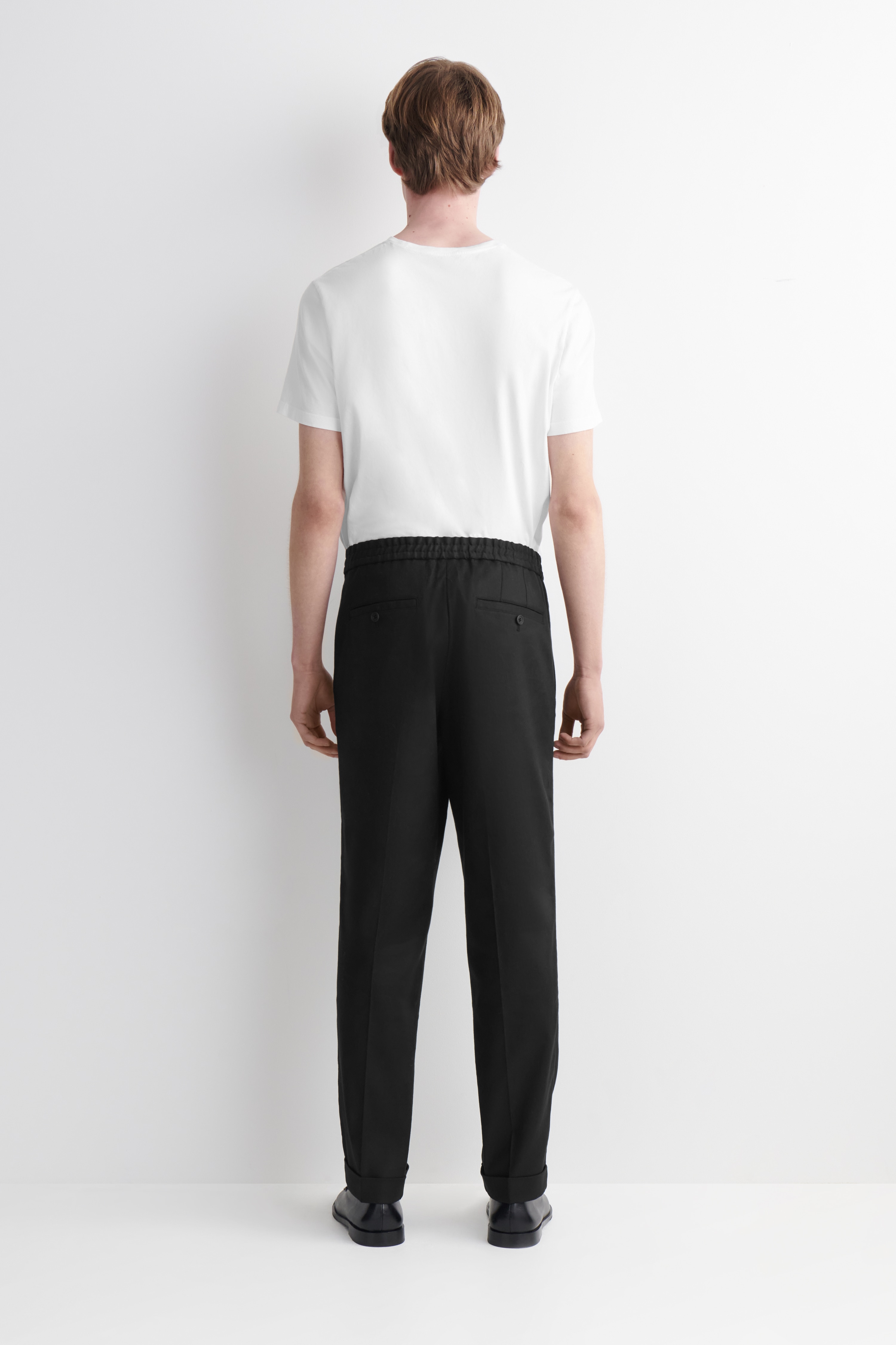 LINEN-COTTON SLIM-FIT STRAIGHT-LEG TROUSERS