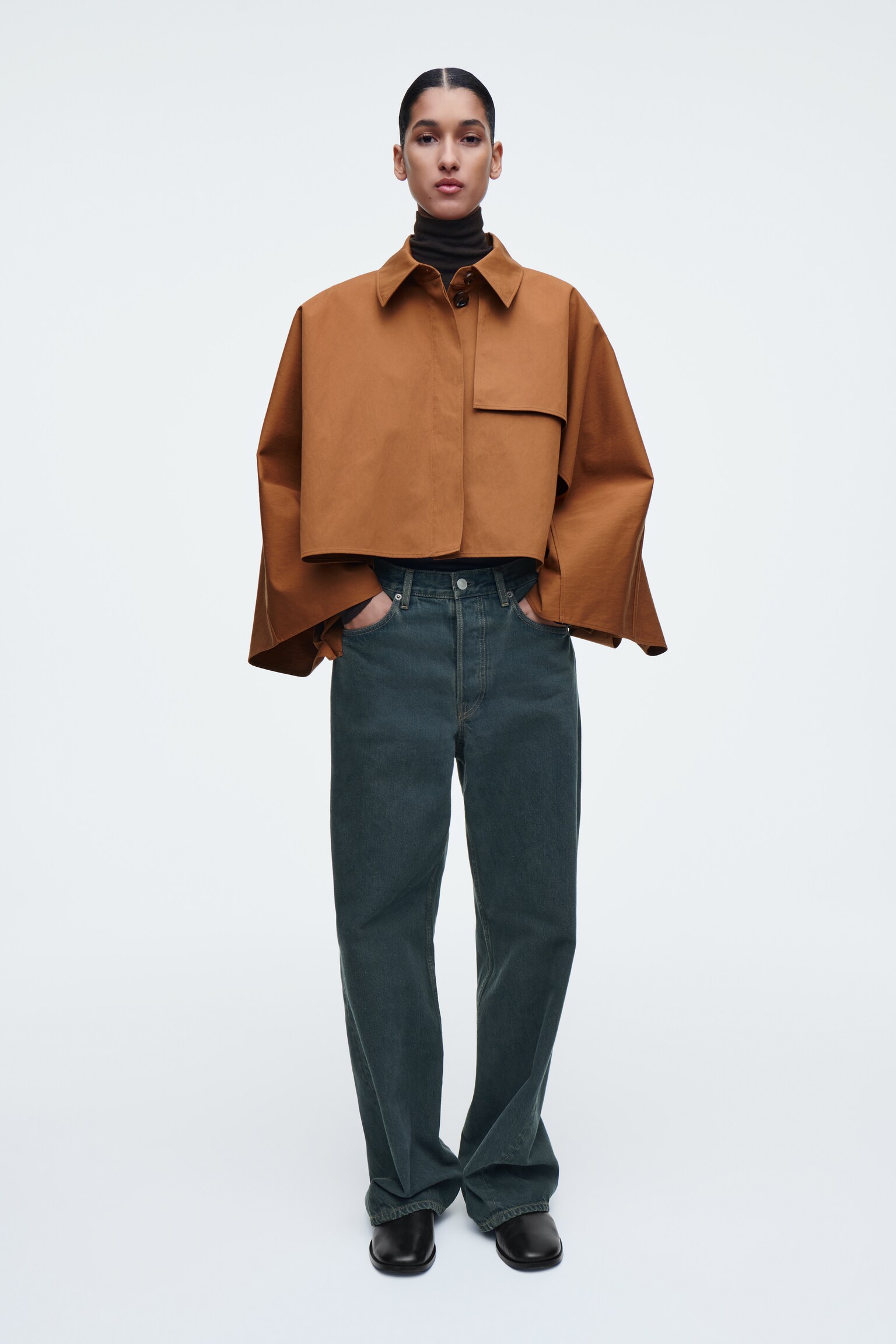 CAPE FAÇON TRENCH-COAT COURTE - ROUILLE