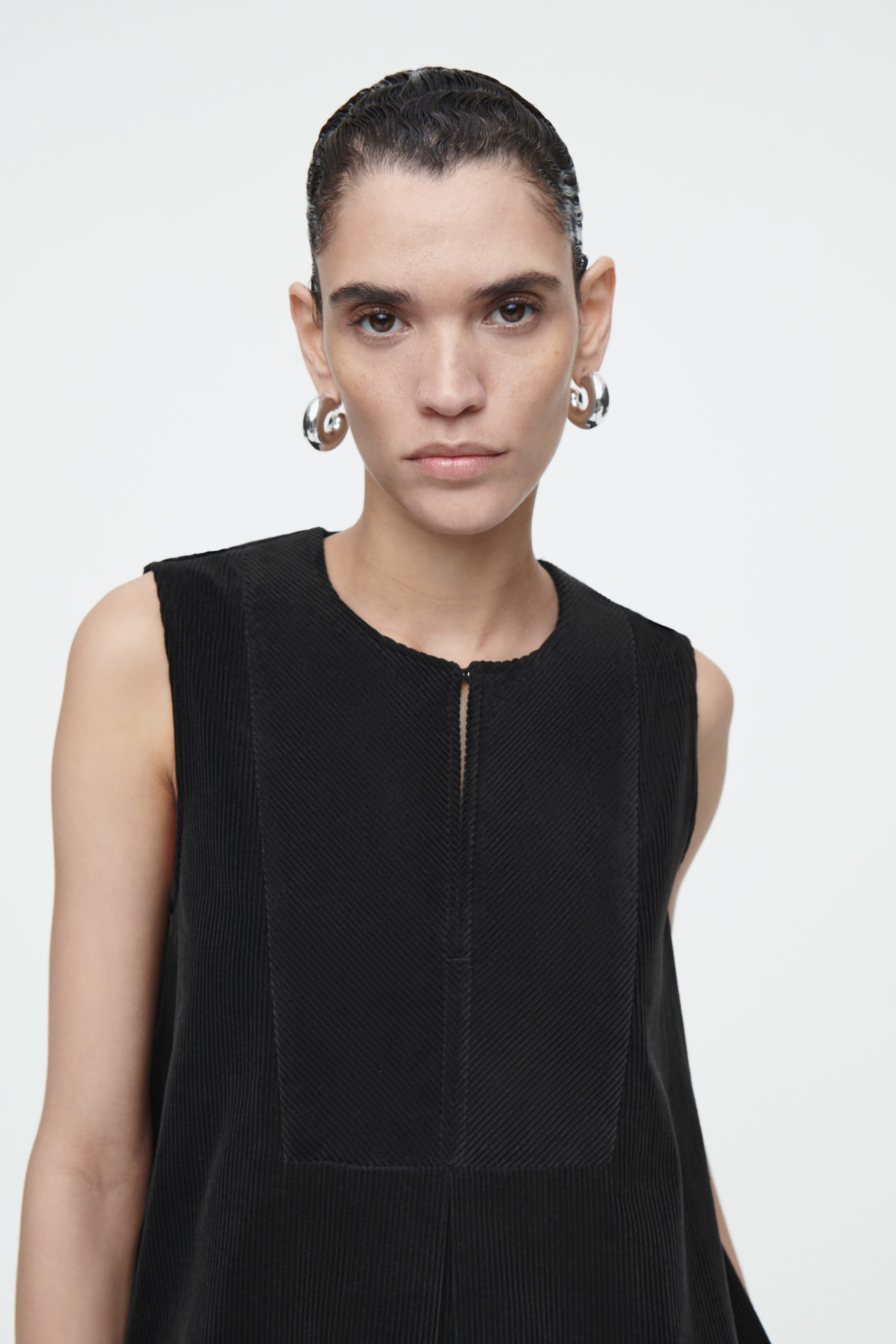 BIB-FRONT CORDUROY MINI DRESS