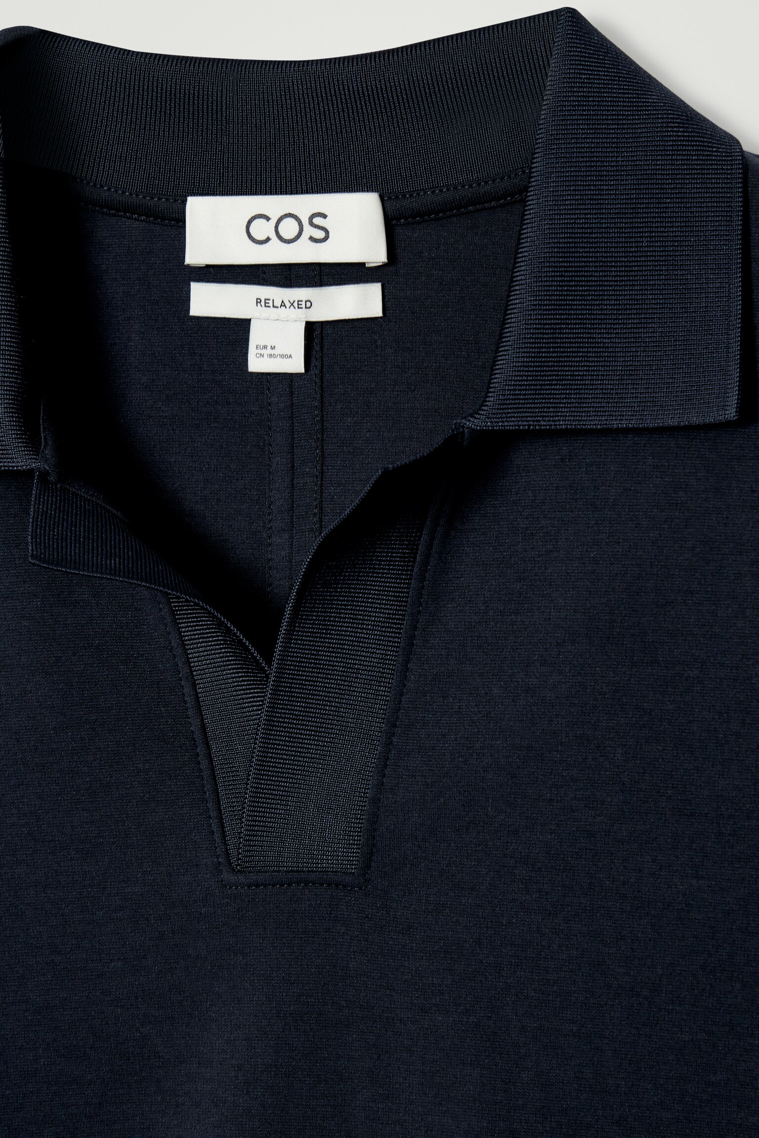 OPEN-COLLAR MERCERISED-JERSEY POLO SHIRT - NAVY - 3