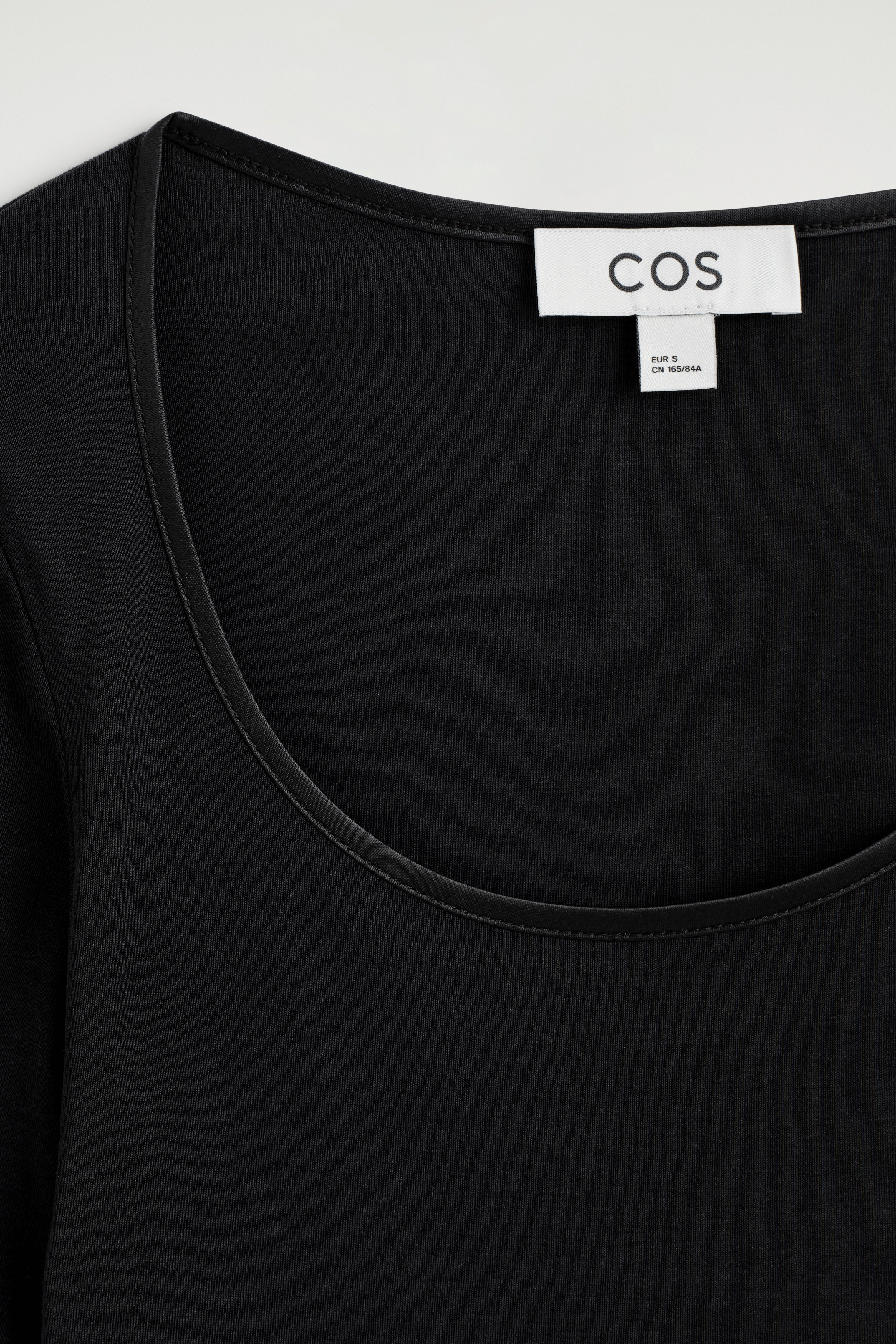 SATIN-TRIMMED COTTON-JERSEY T-SHIRT - BLACK | COS US