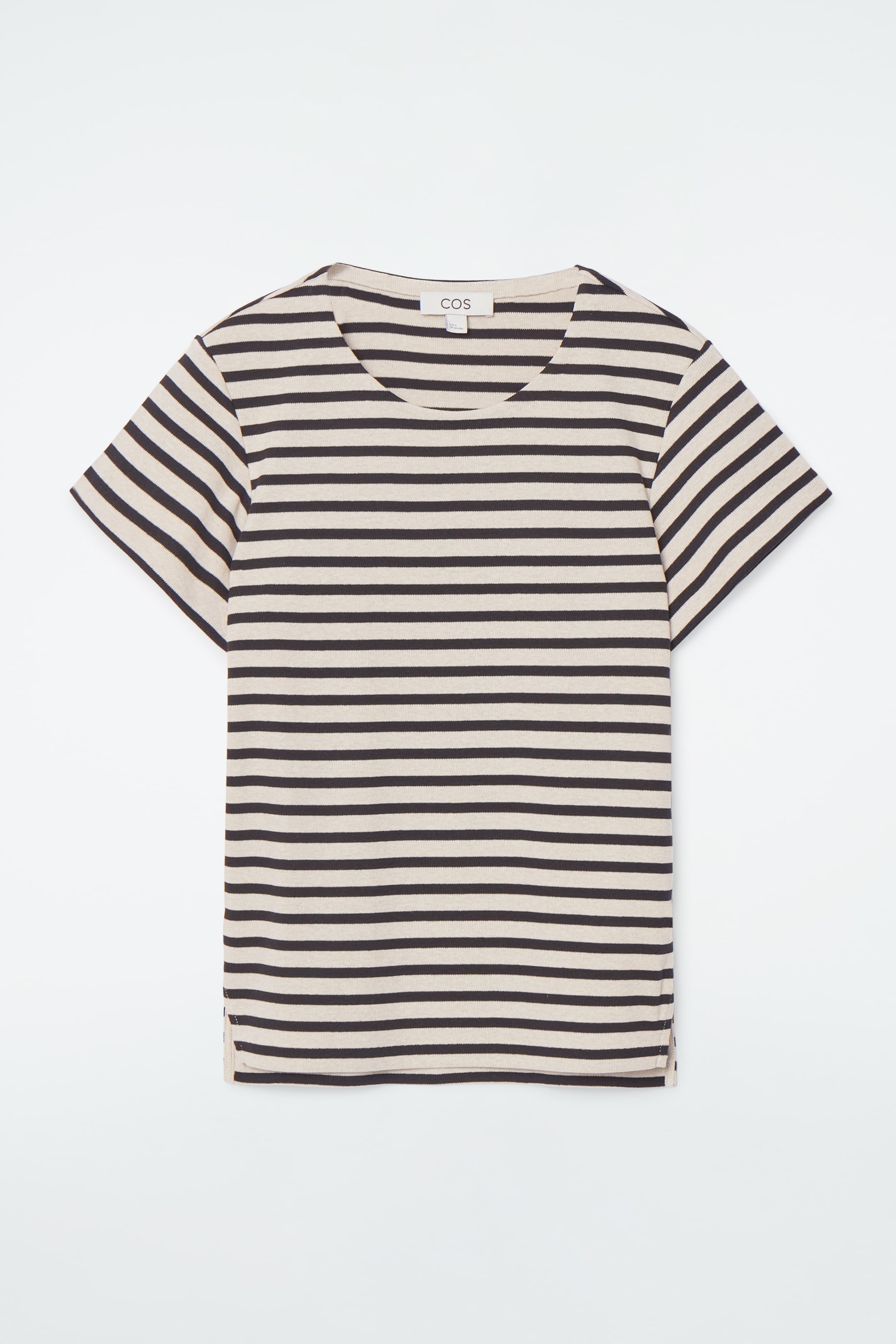 Grösseres Bild ansehen: SCHMALES GERIPPTES T-SHIRT - CREME/GESTREIFT - DAMEN | H&M CH 1