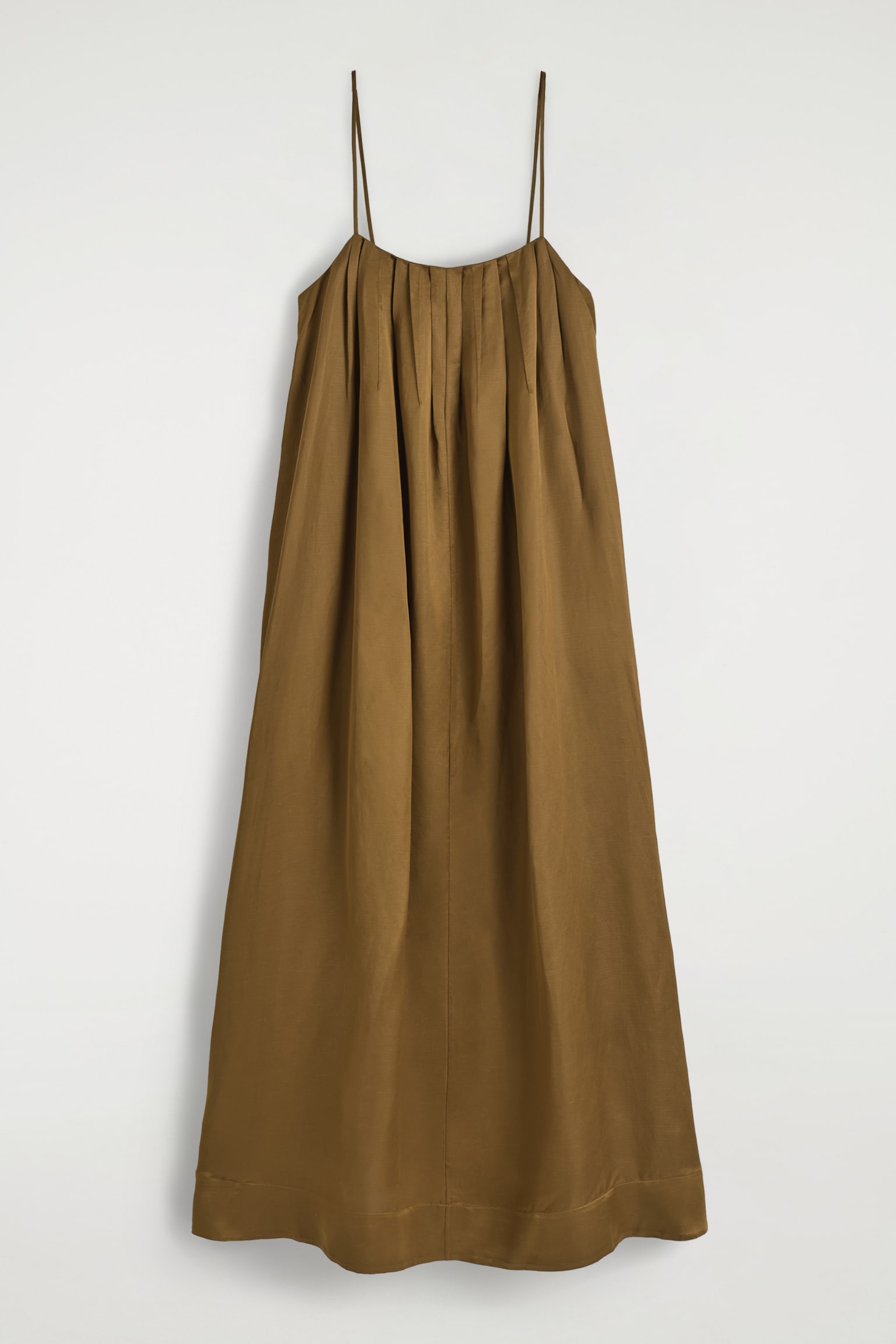 VESTIDO LARGO PLISADO FLUIDO - OCRE - 2