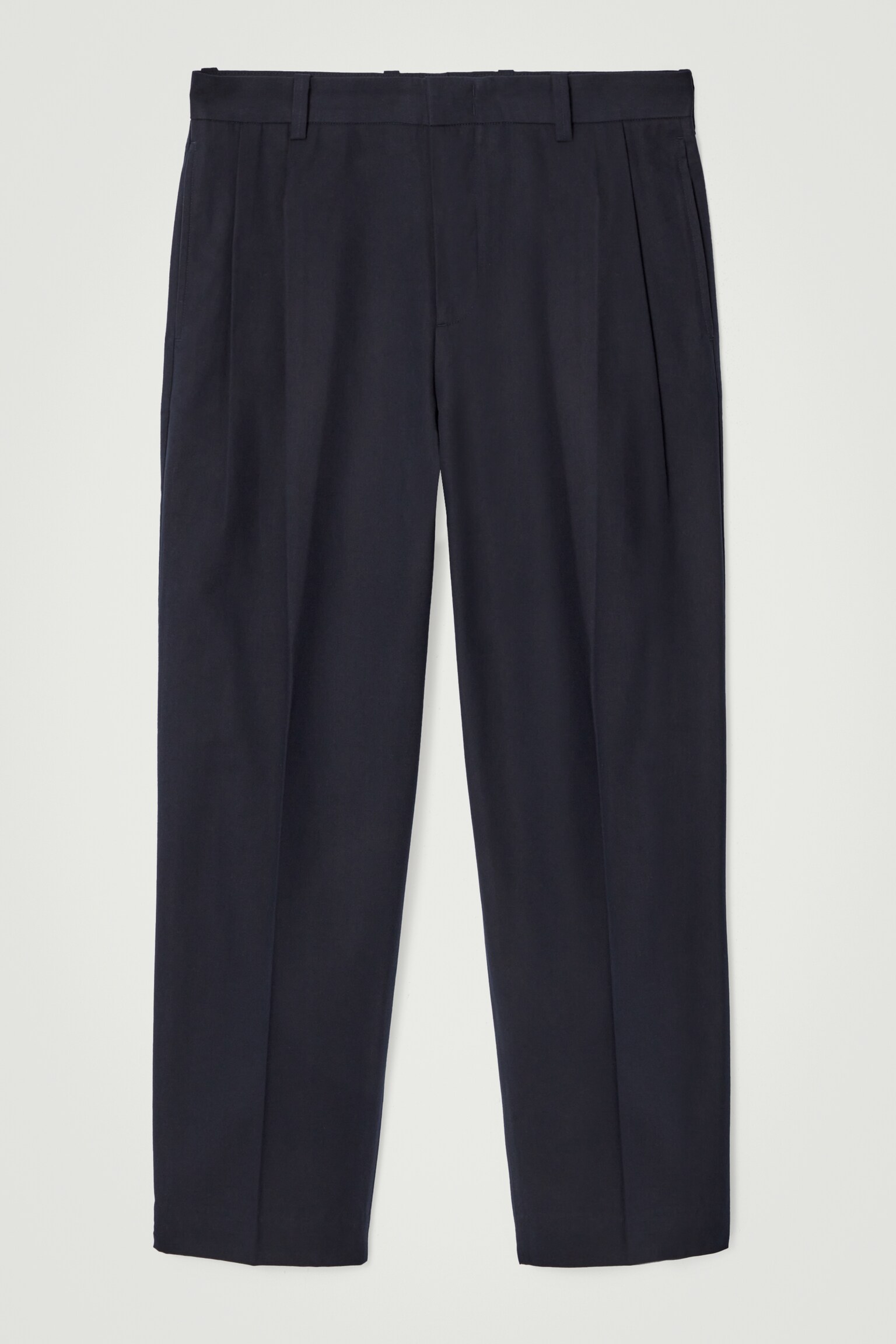 PANTALONES DE PINZAS DE ALGODÓN TAPERED FIT - AZUL MARINO/TOPO - 2
