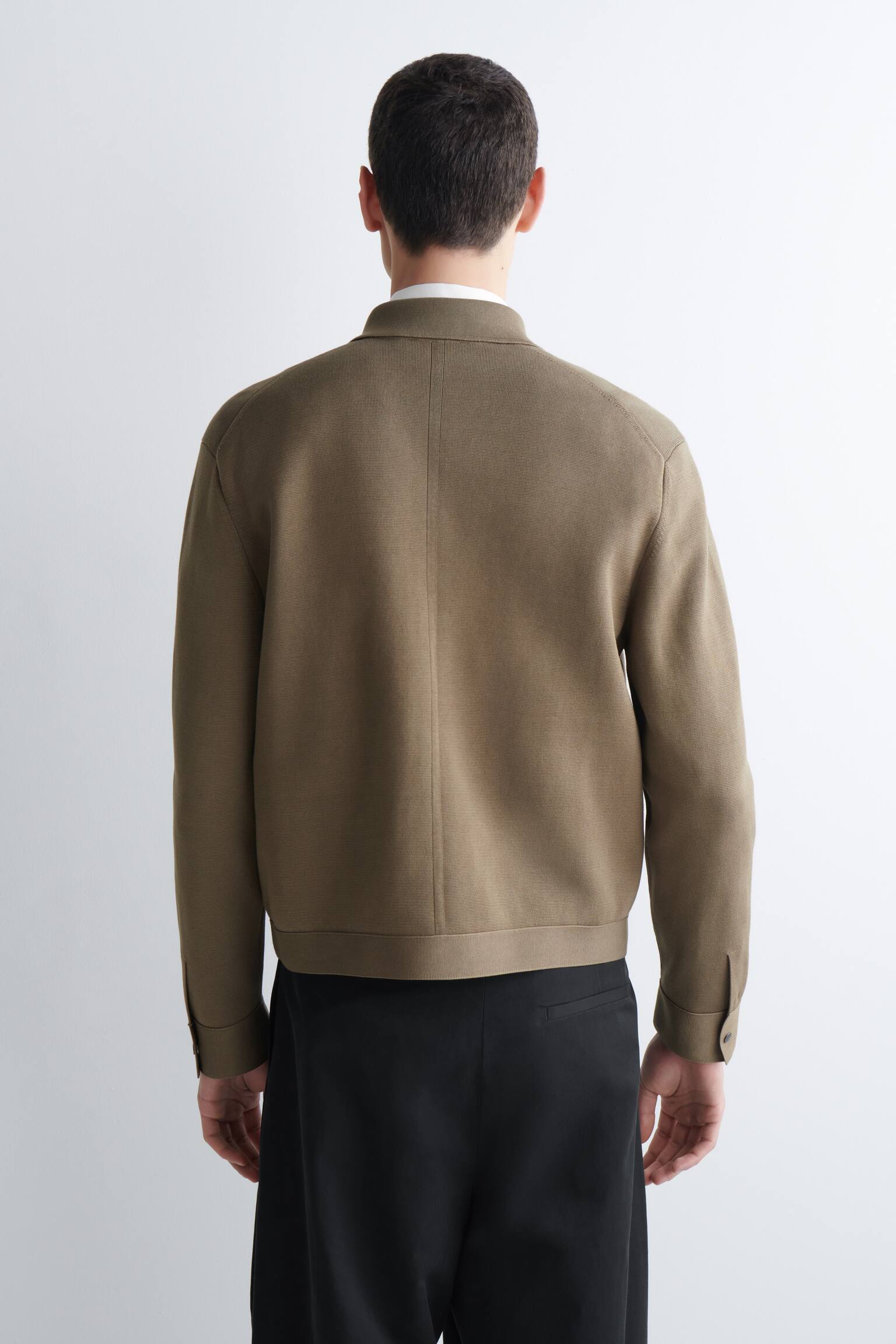 JAKKE I STRIKKET BOMULD - BRUN - 4