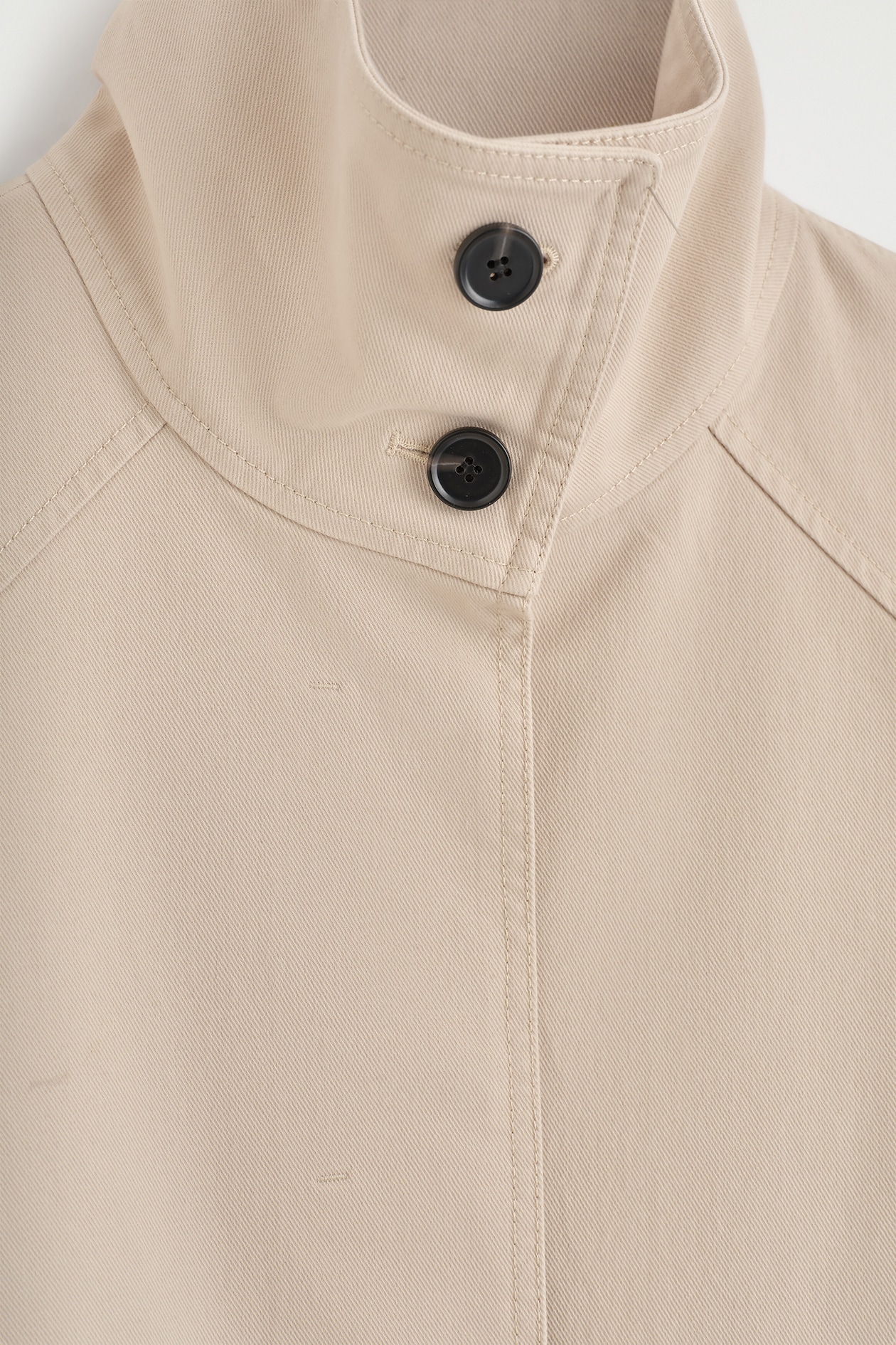 COTTON-TWILL MOCK-NECK JACKET — LIGHT BEIGE
