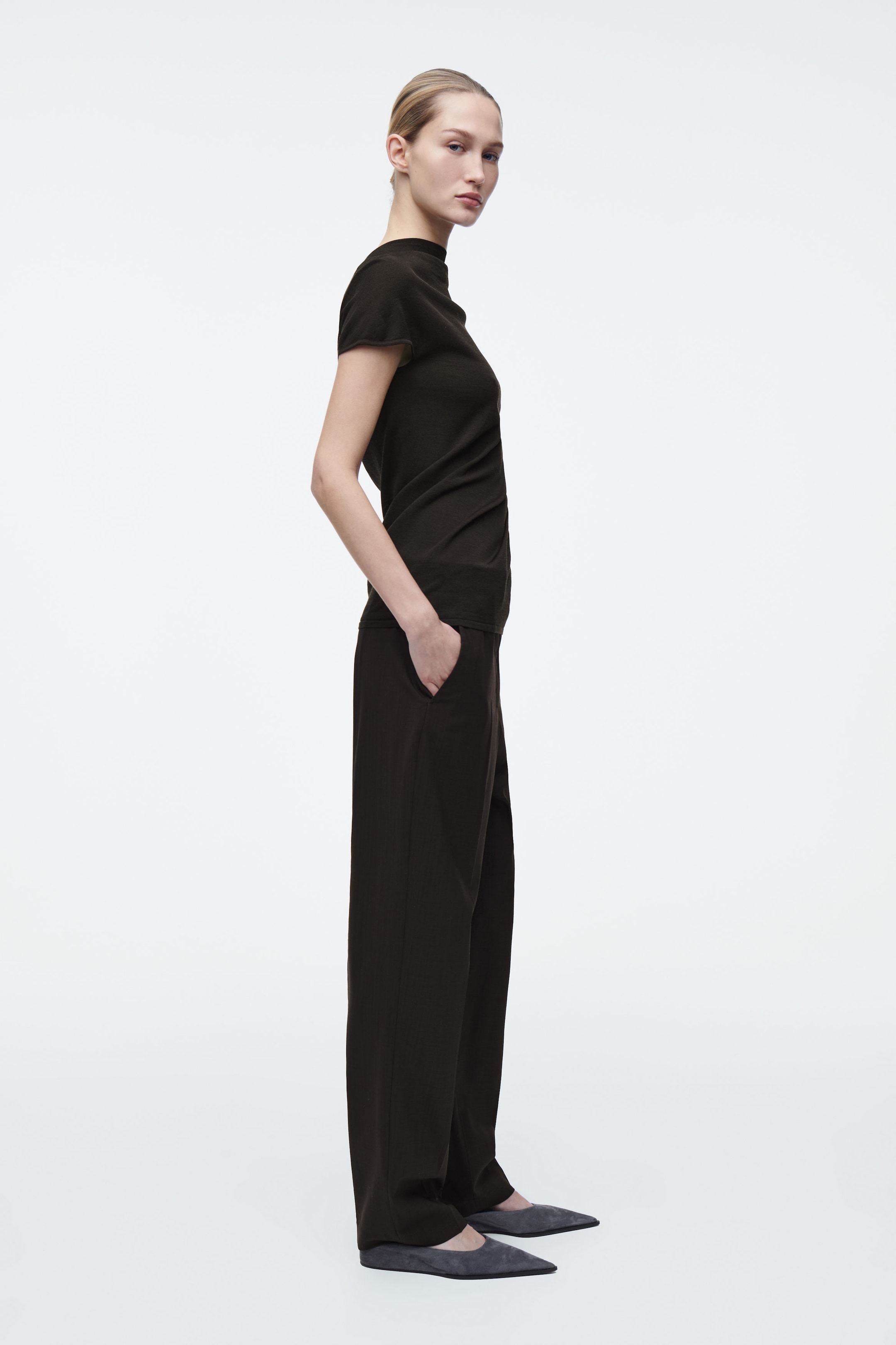 DRAPED WOOL-SILK TOP