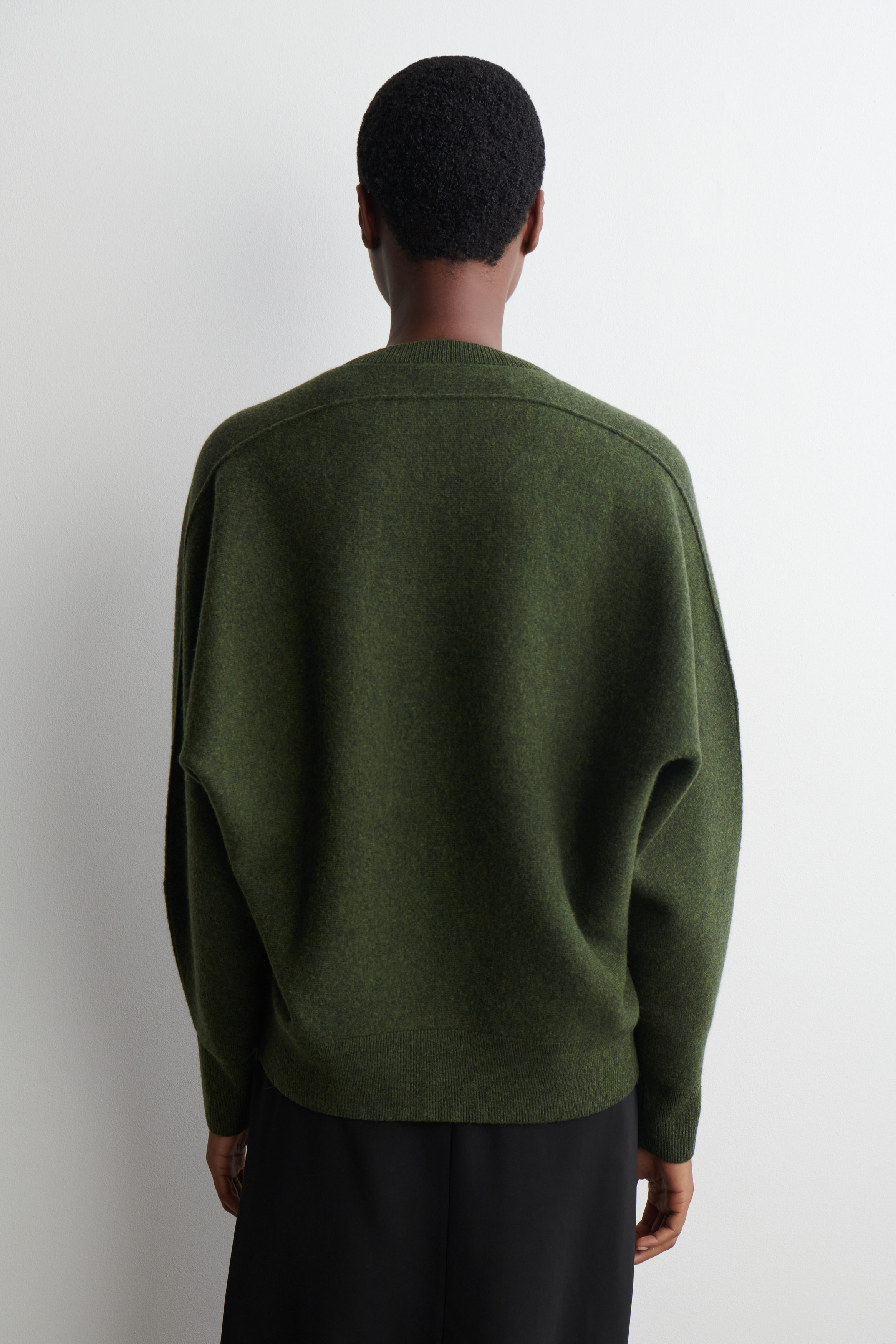 ROUNDED DOUBLE-FACED WOOL SWEATER - DARK GREEN | COS US