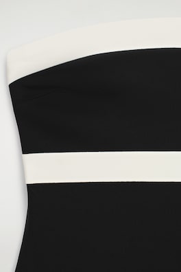 COLOUR-BLOCK SCUBA BANDEAU SWIMSUIT — BLACK / CREAM 4