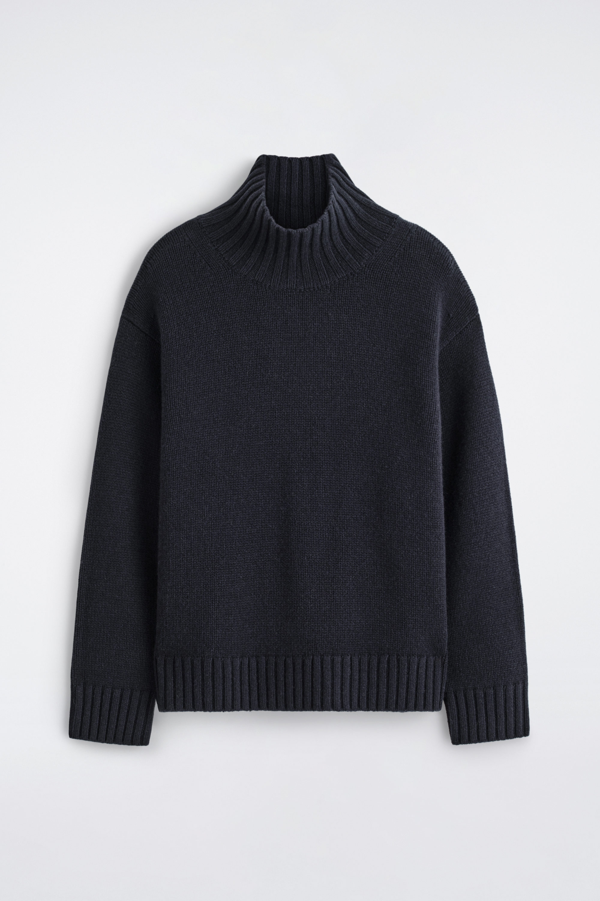 CHUNKY CASHMERE MOCK-NECK SWEATER - NAVY | COS