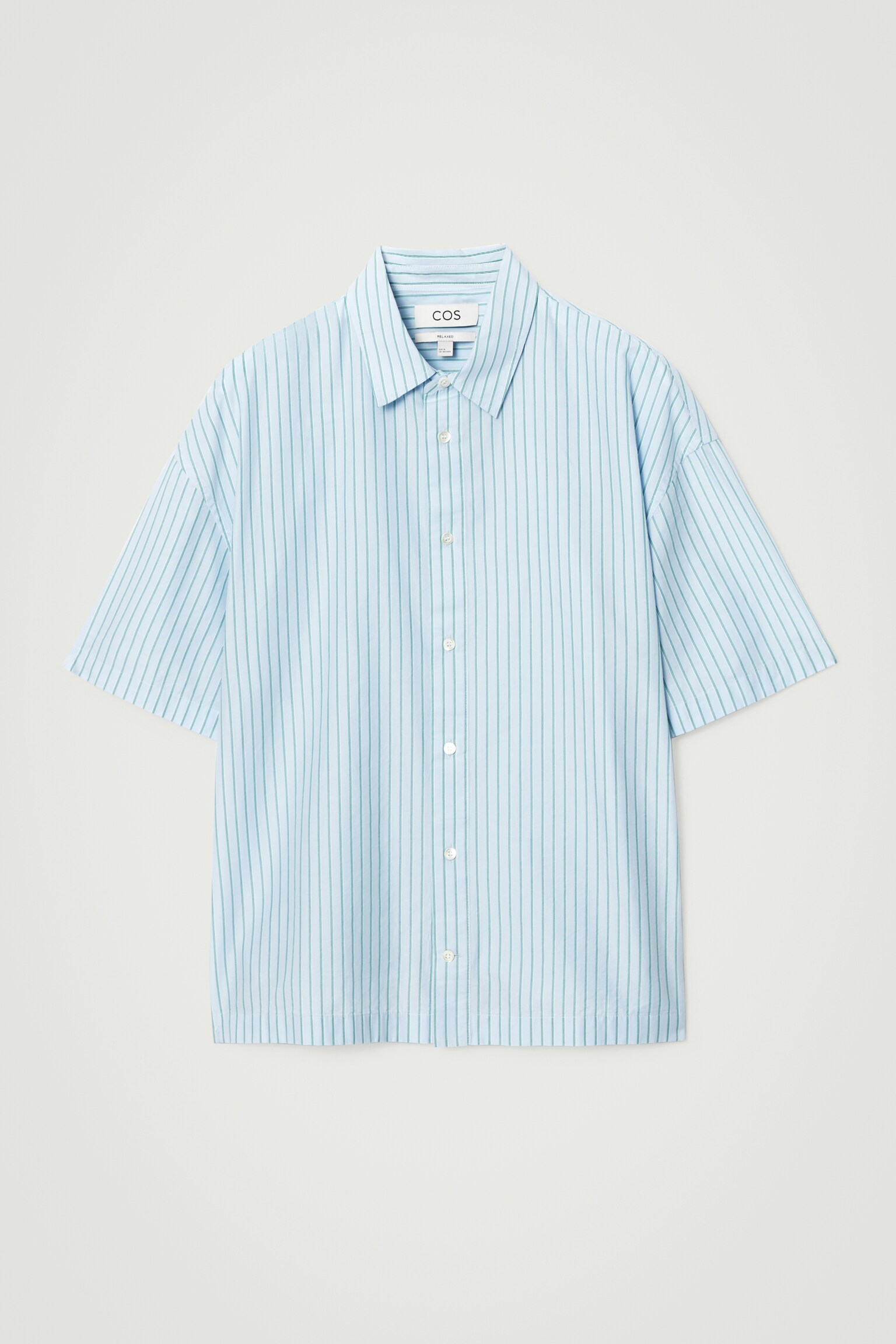 RELAXED STRIPED SHORT-SLEEVED SHIRT - BLUE / STRIPED