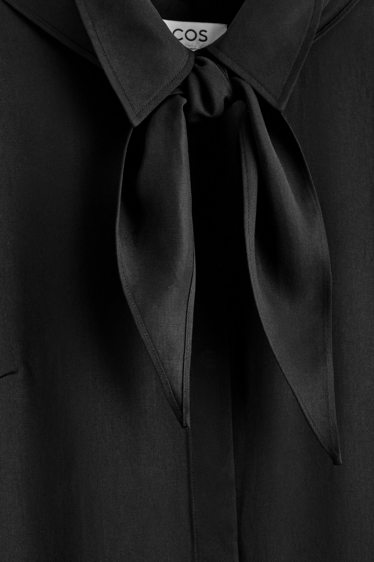 COS Women's Scarf-Detail Dropped-Waist Mini Dress in Black | Cotton | Size: 8
