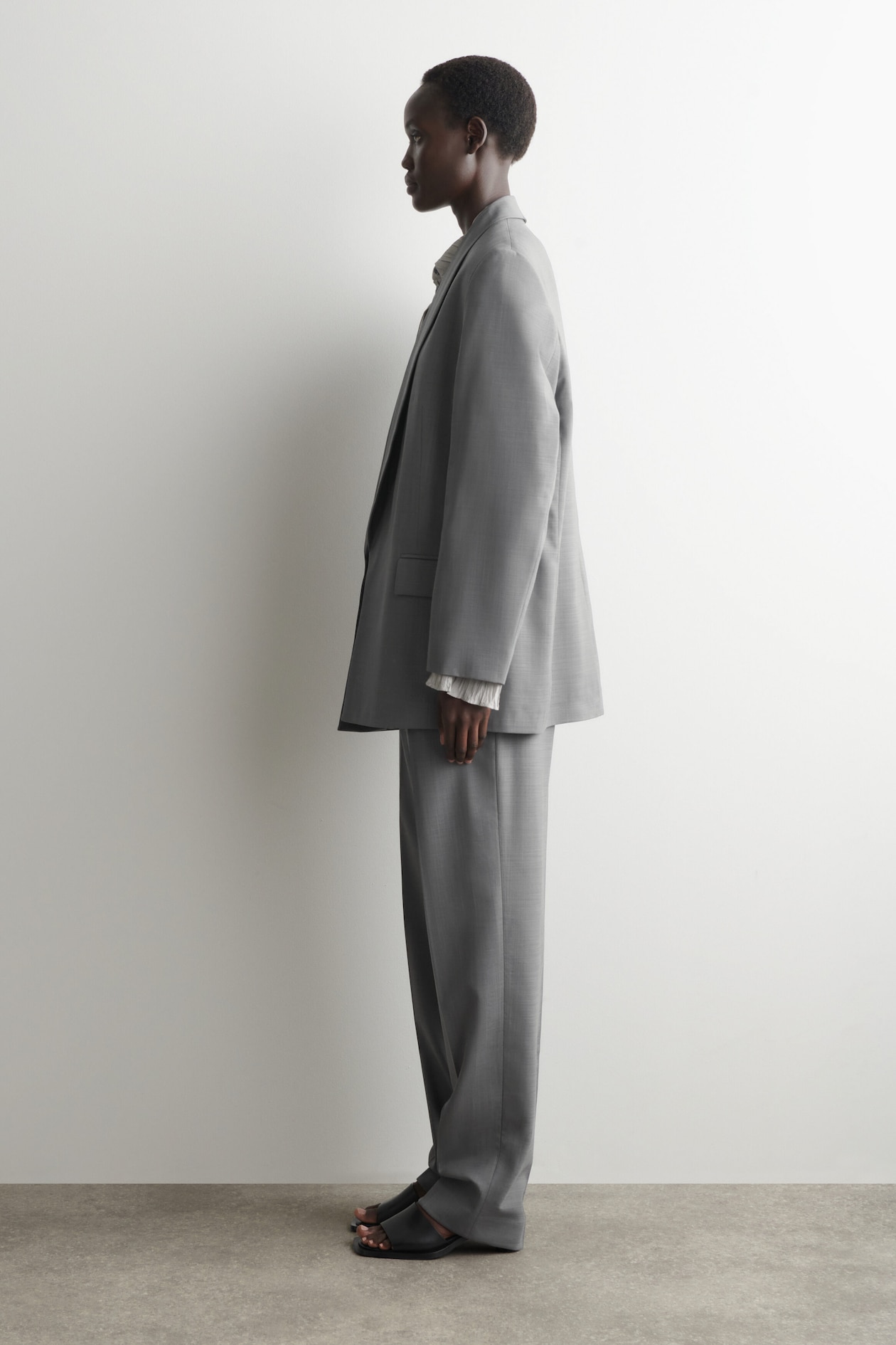 SHAWL-COLLAR WOOL BLAZER — GRAPHITE