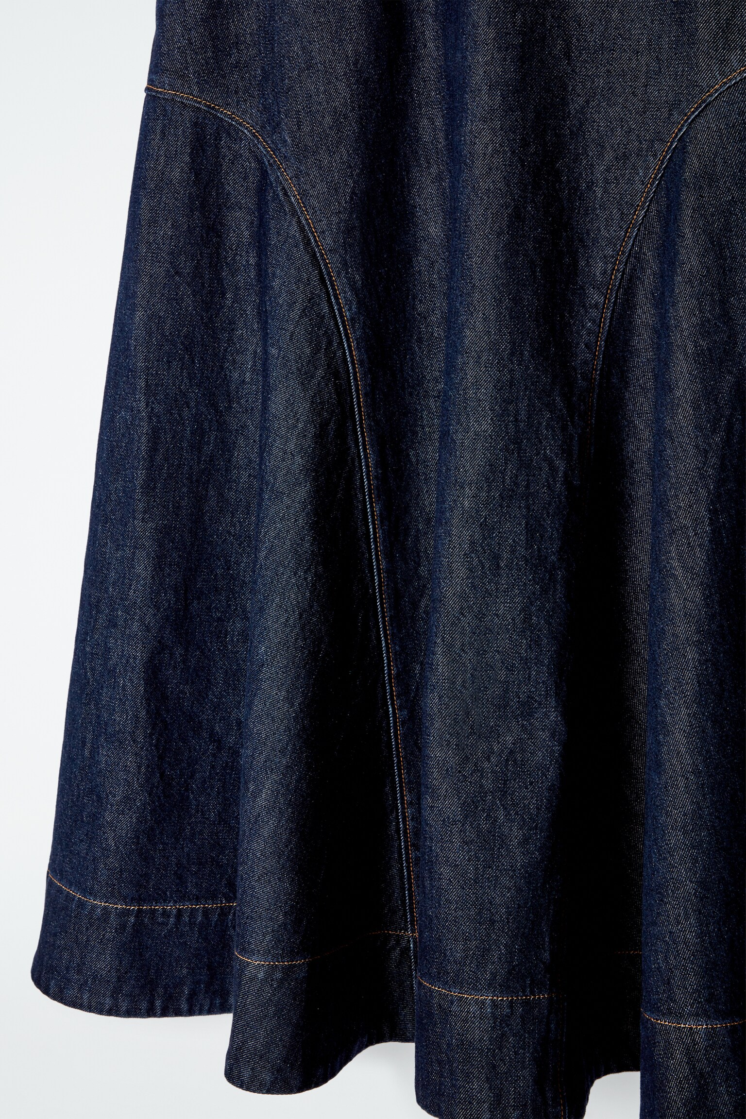 JUPE MIDI TRAPÈZE EN DENIM BRUT - INDIGO BRUT - 3