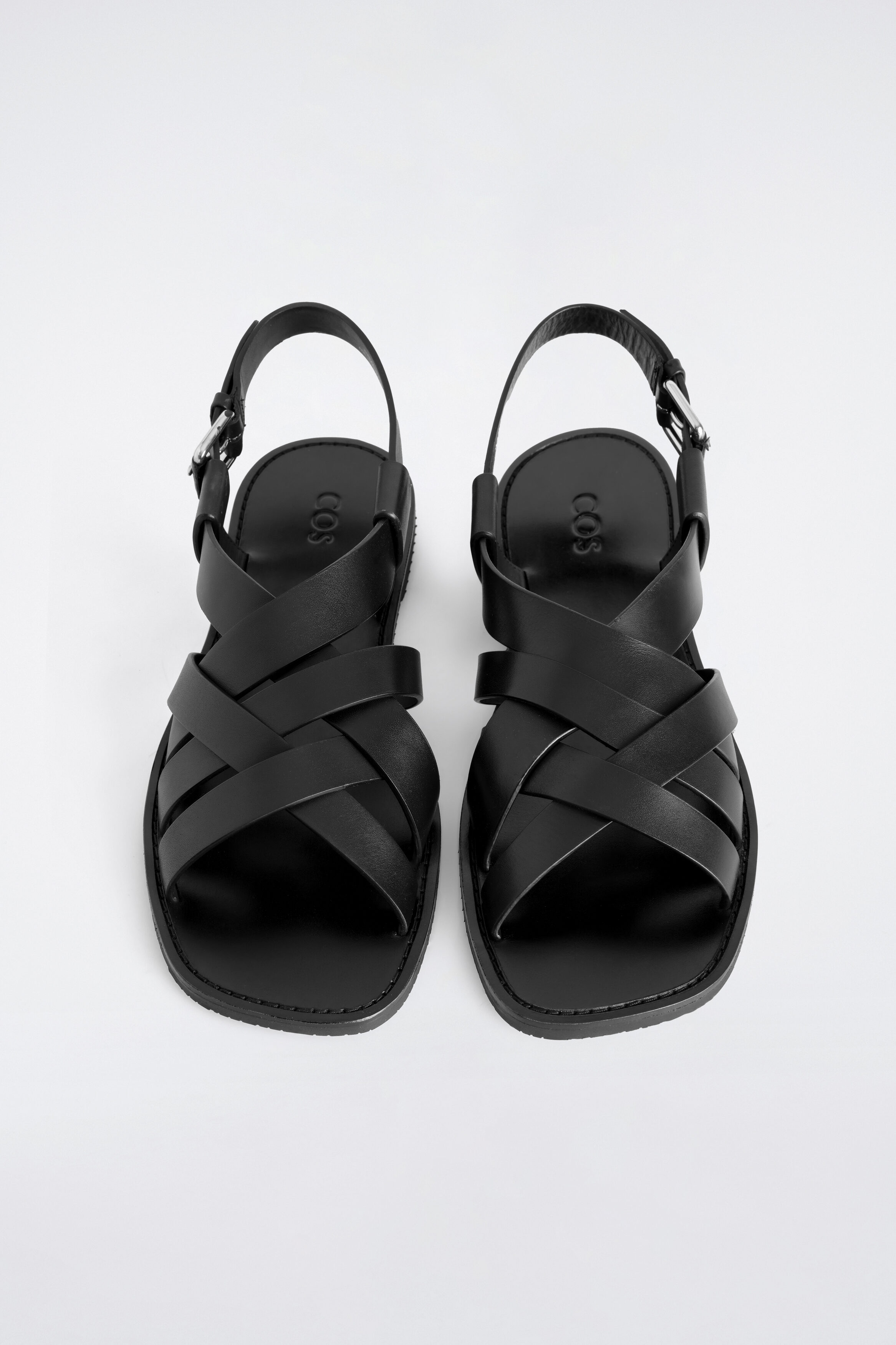 Woven Leather Sandals - Black