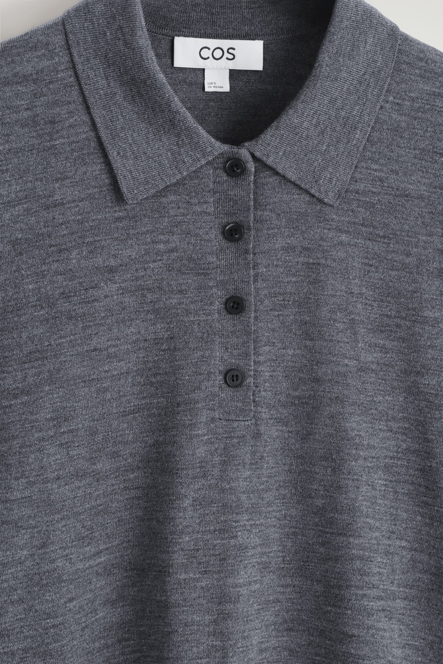 MERINO WOOL POLO JUMPER - GREY MÉLANGE/RUST/BLACK - 4