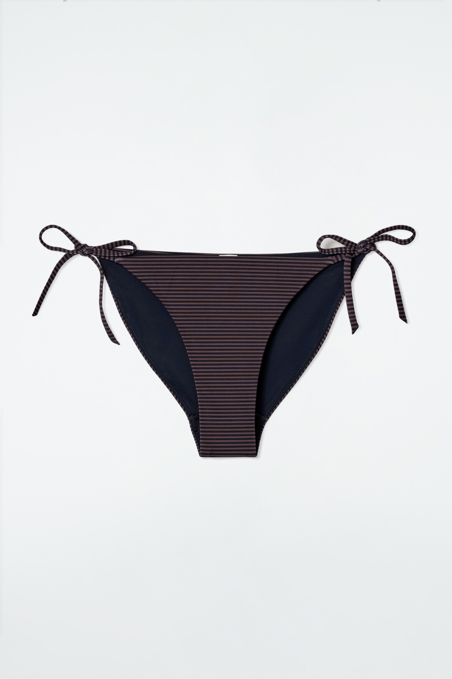 BAS DE BIKINI À NOUER - MARRON / MARINE / RAYURES/NOIR - 2