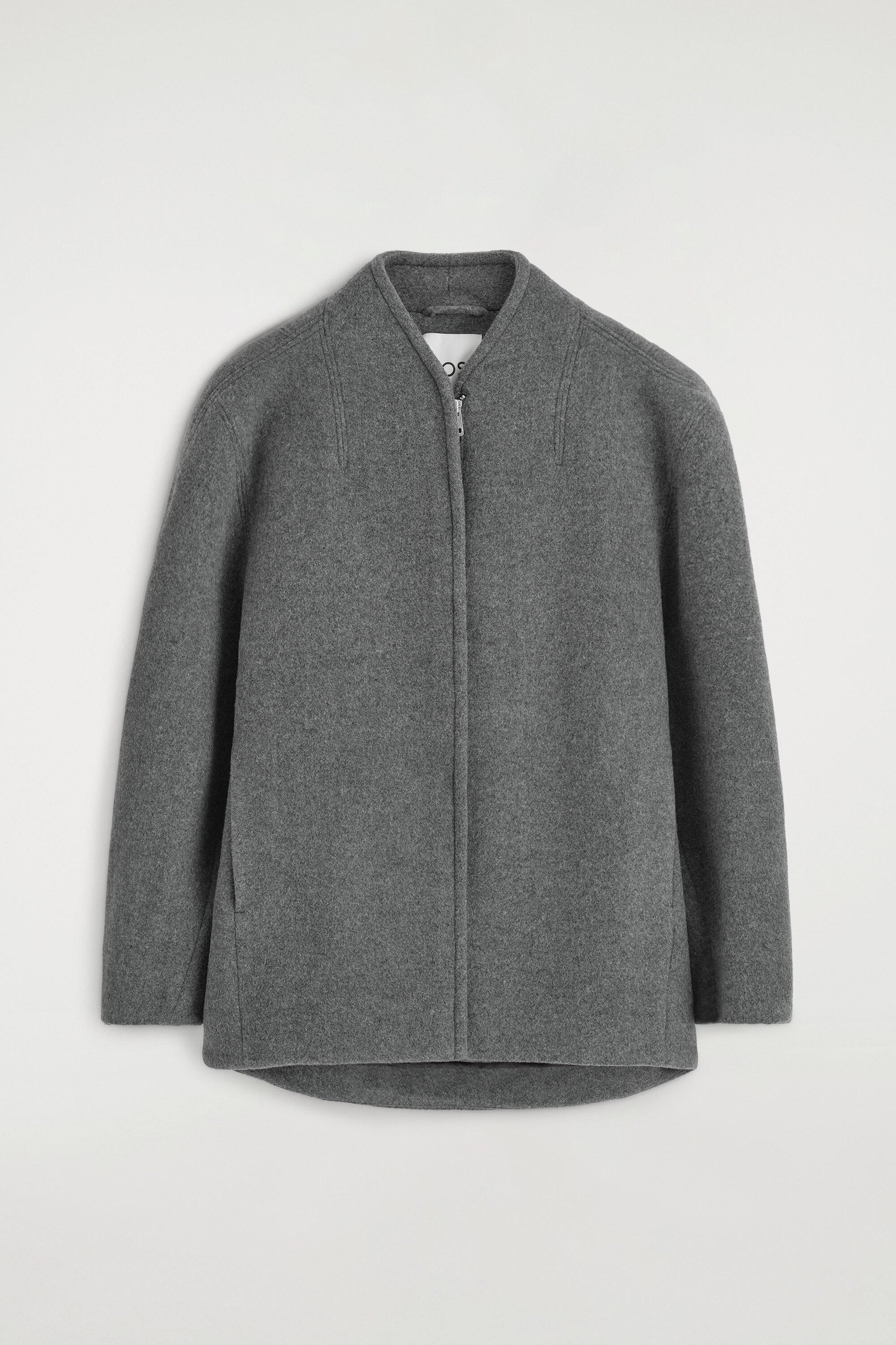 SCULPTED WOOL-BLEND ZIP-UP JACKET - GREY | COS DK