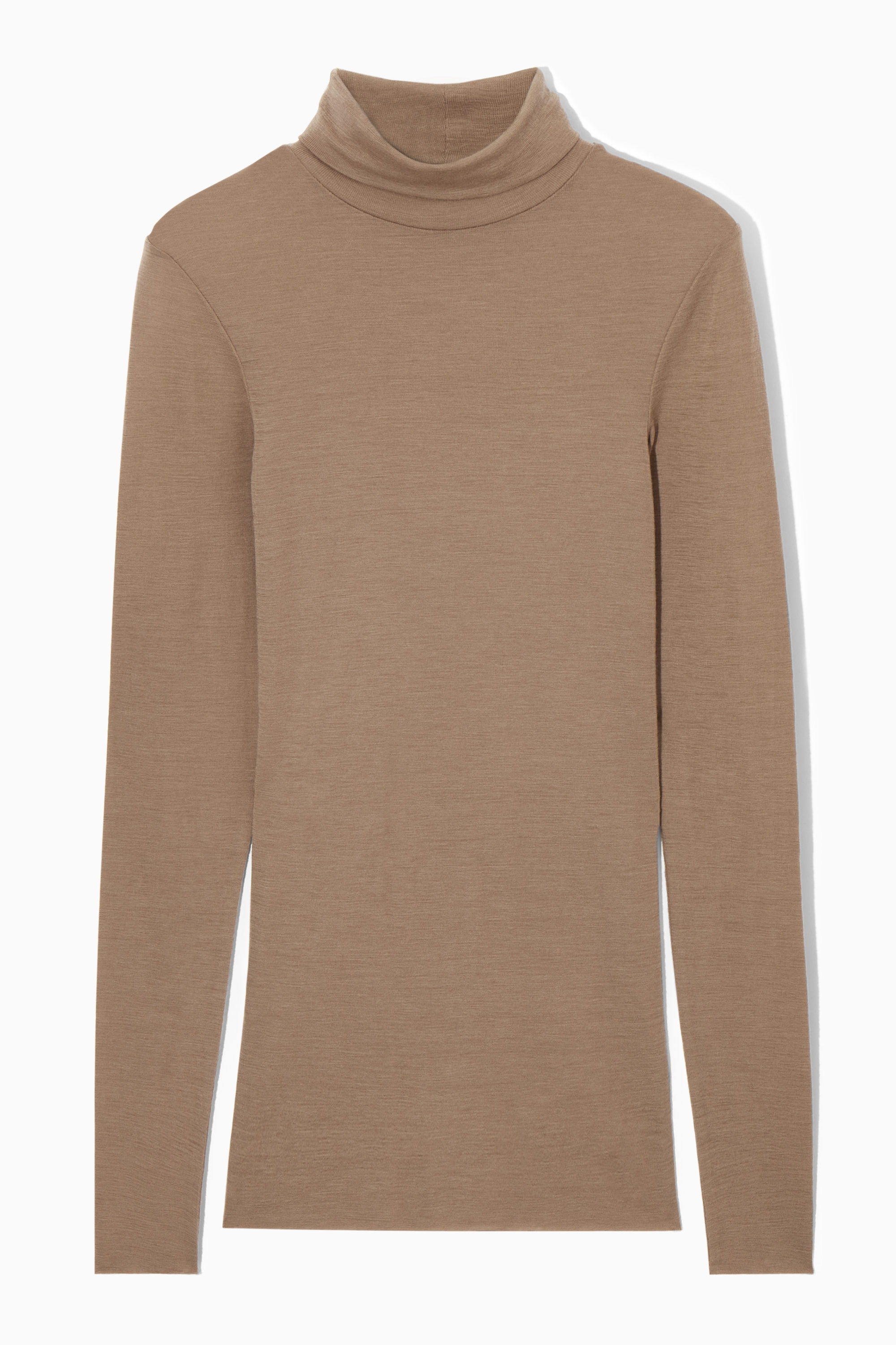 MERINO WOOL TURTLENECK TOP - DARK BEIGE | COS