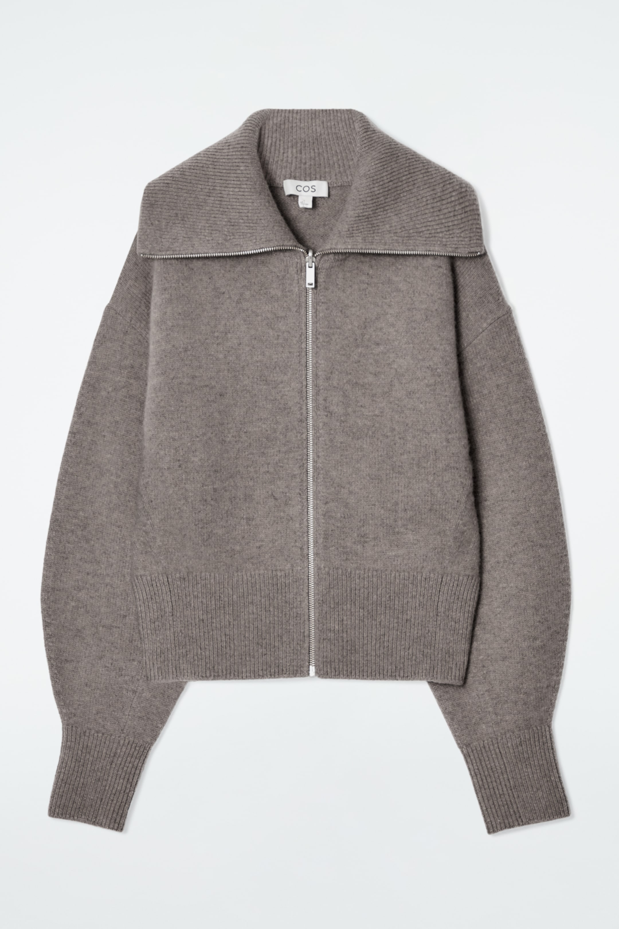 Näytä suurempi kuva: WAISTED KNITTED WOOL BOMBER JACKET - MOLE - NAISET | H&M FI 1