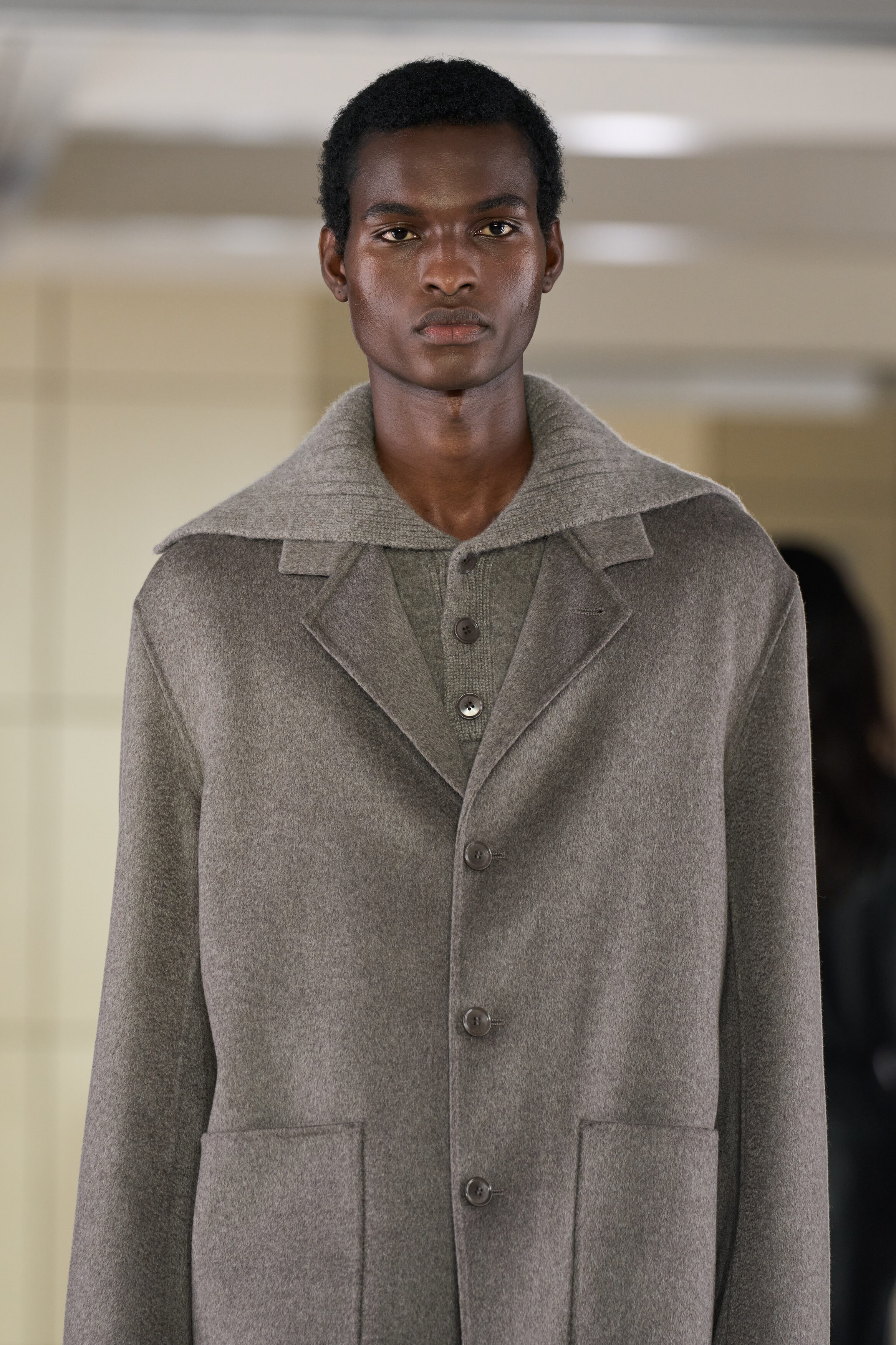 BUTTONED CASHMERE MOCK-NECK SWEATER - MOCHA | COS US