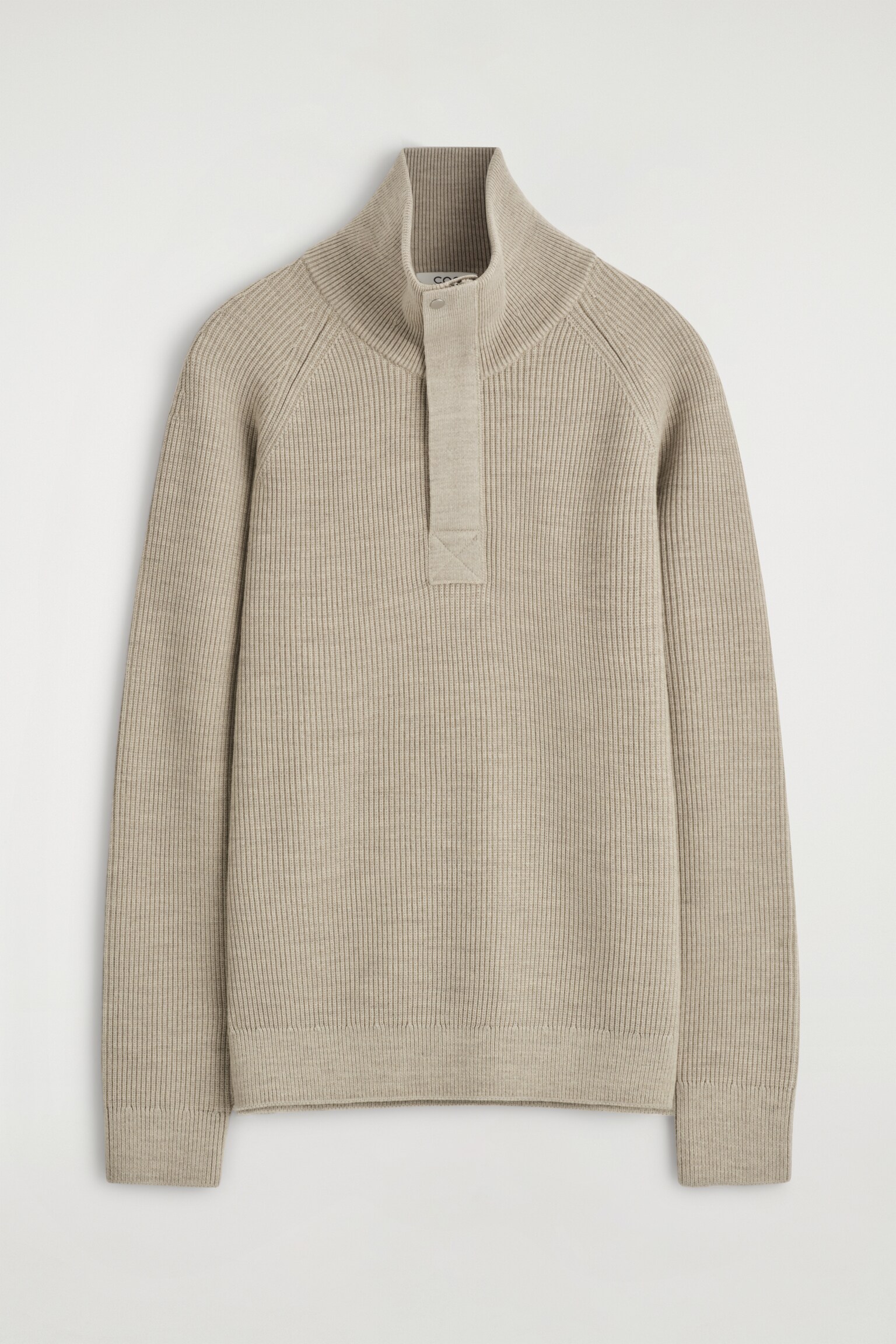 GERIPPTER WOLLPULLOVER MIT KURZEM REISSVERSCHLUSS - BEIGE - 2