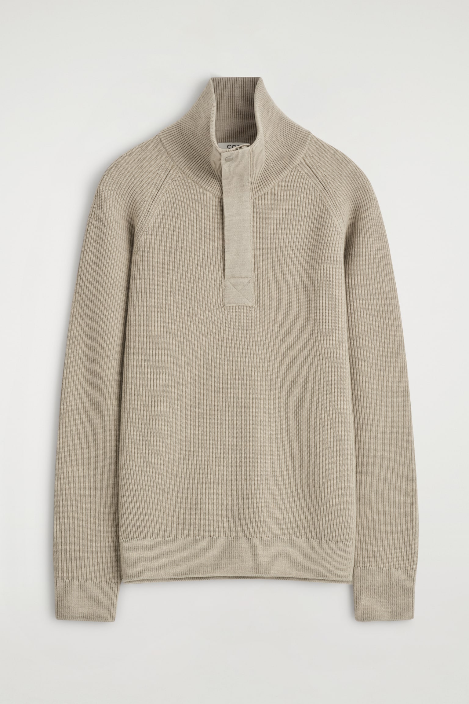 RIBBED WOOL HALF-ZIP JUMPER - BEIGE - 2