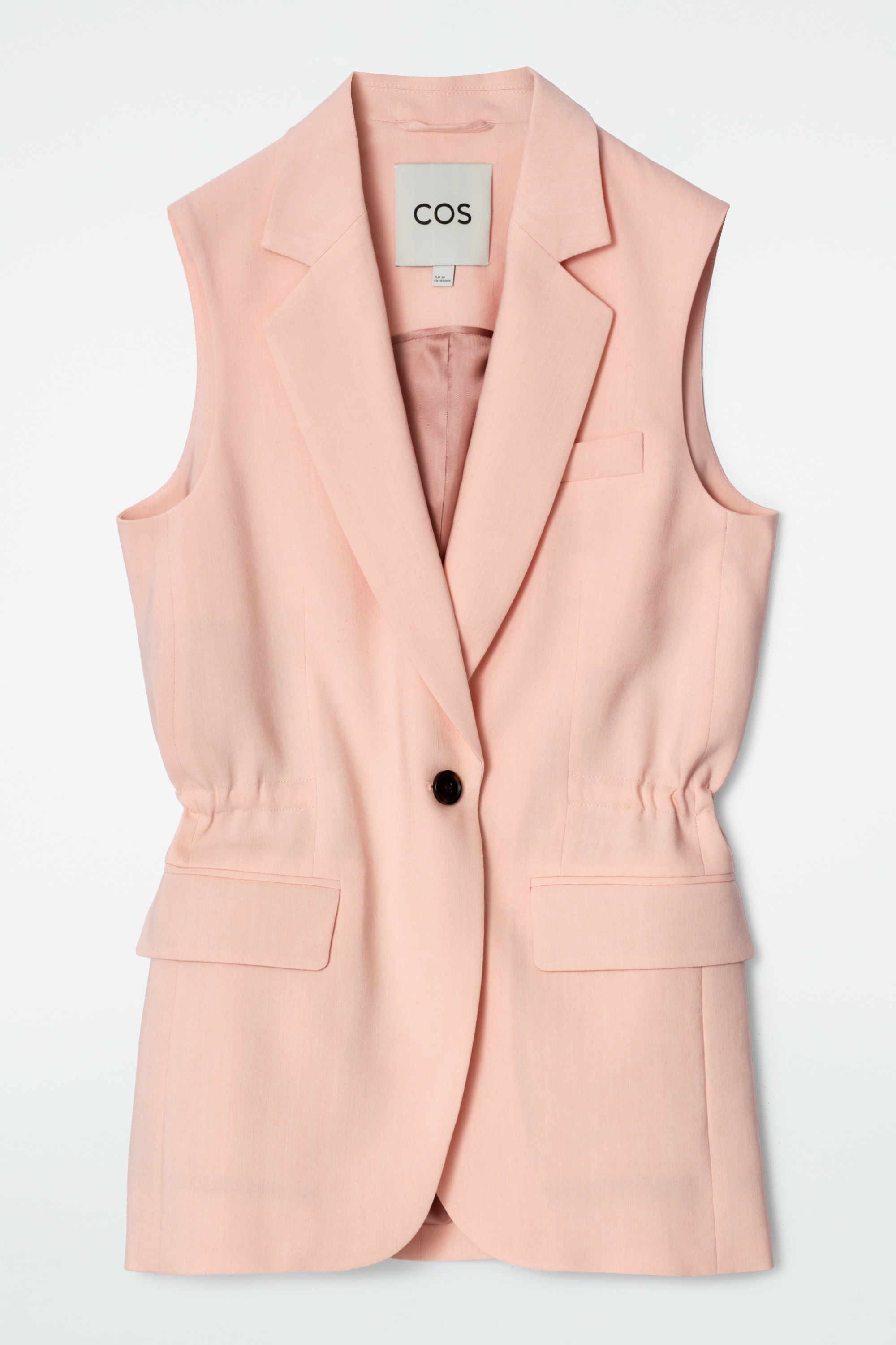 GILET SLIM IN LINO - ALBICOCCA/NERO