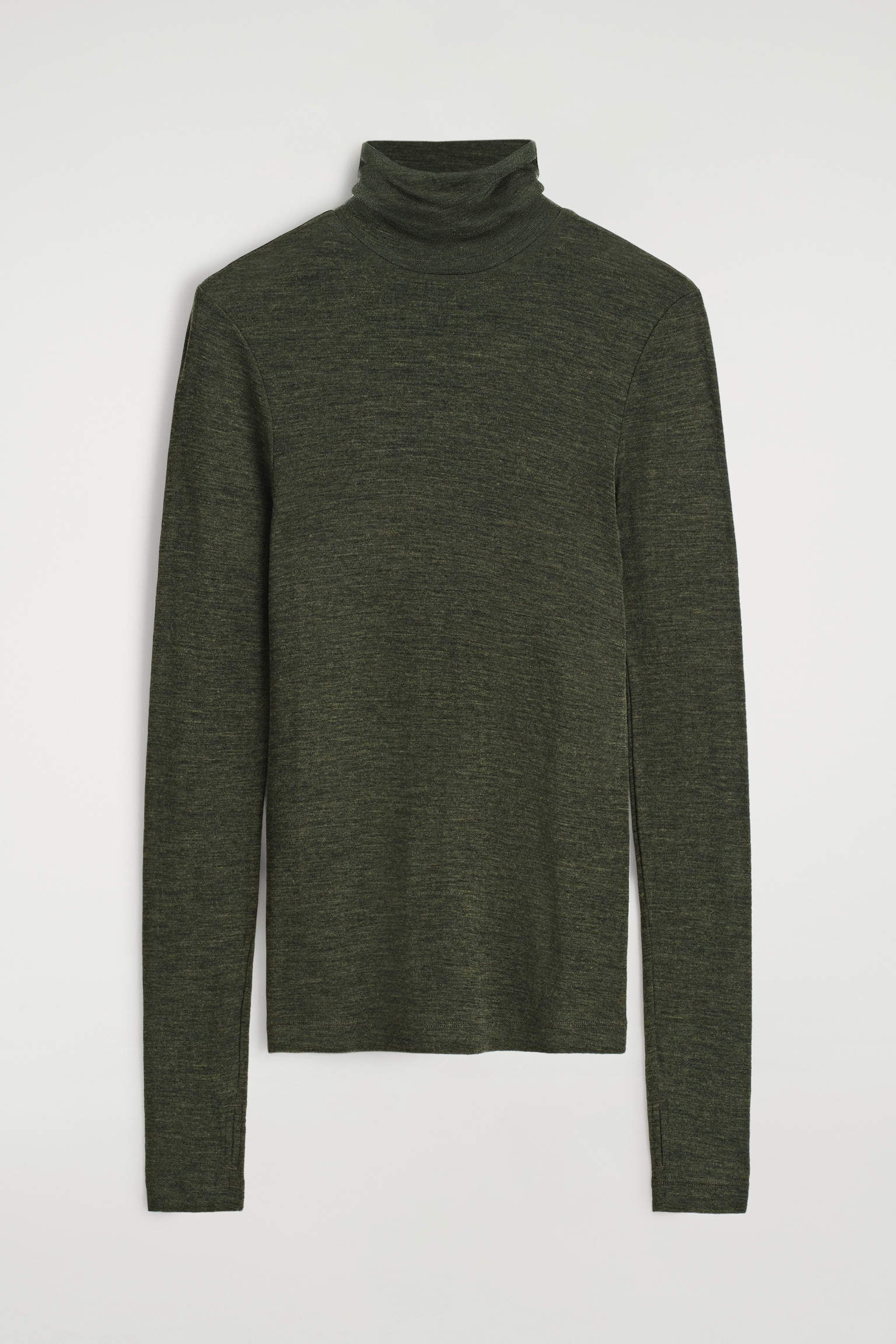 HAUT À COL MONTANT EN LAINE MÉRINOS - VERT FONCÉ CHINÉ/BRUN FONCÉ/BEIGE CLAIR CHINÉ/NAVY - 2