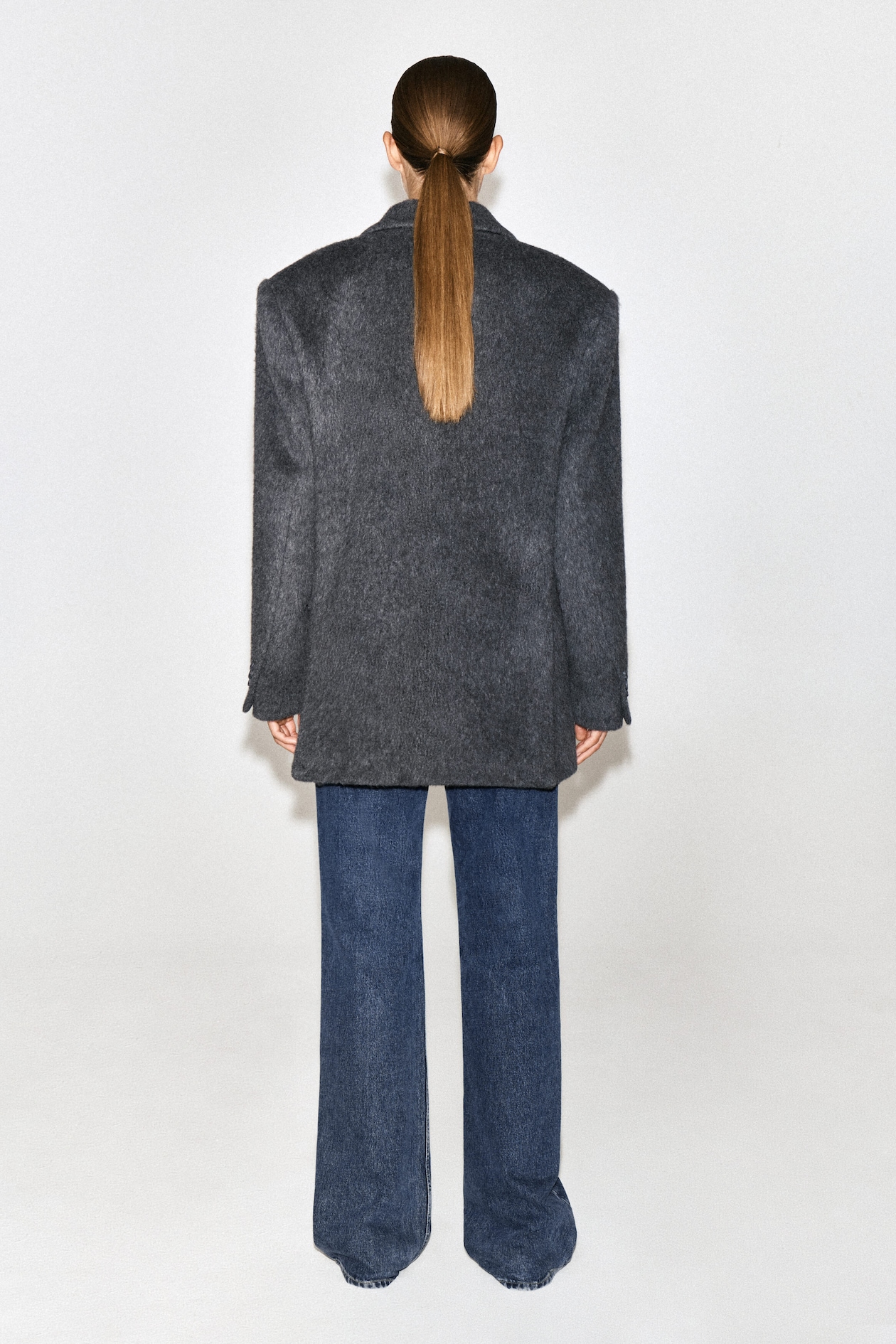 BRUSHED-WOOL BLAZER — CHARCOAL MÉLANGE