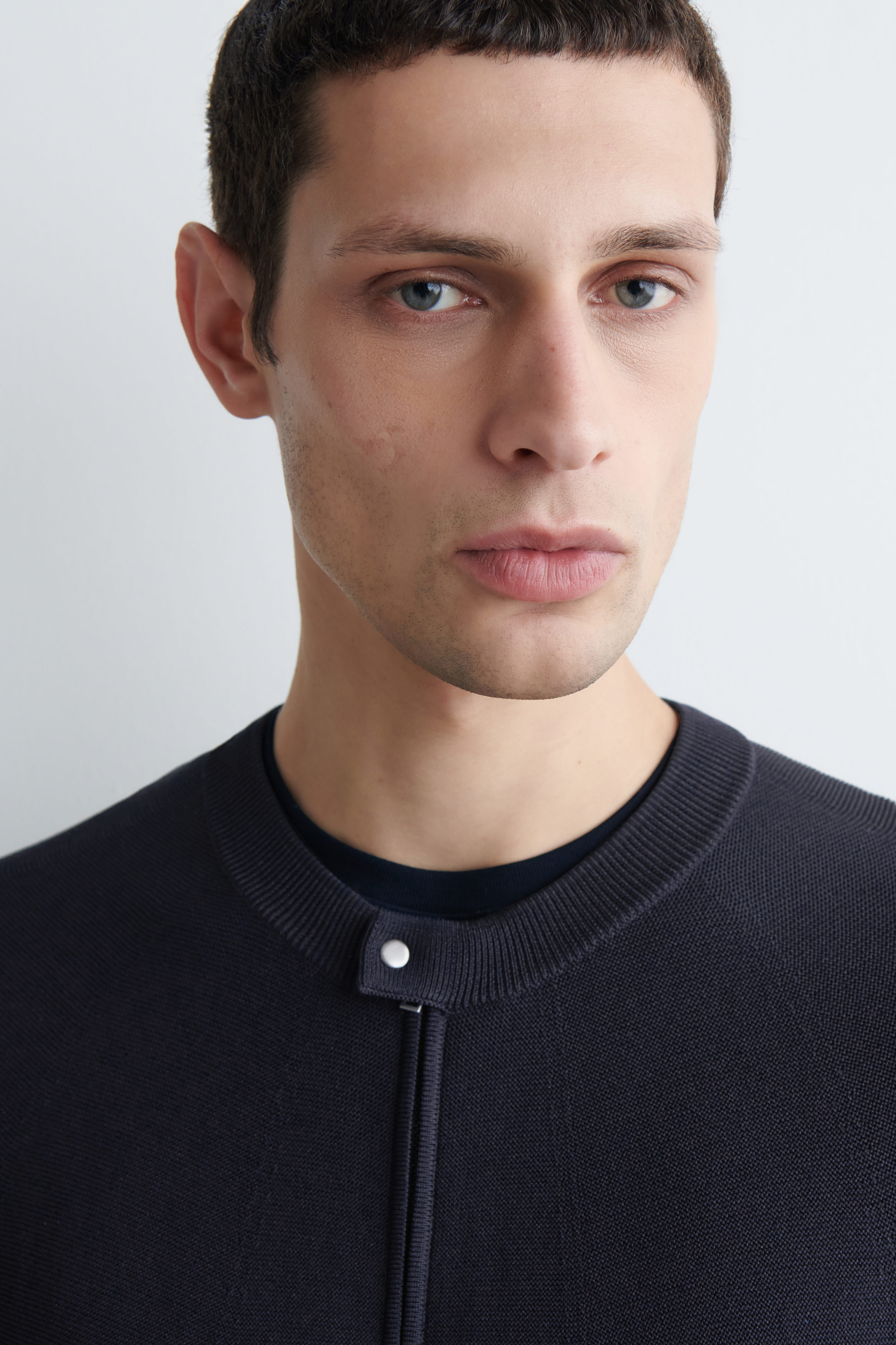 RACER-NECK KNITTED JACKET - NAVY | COS US