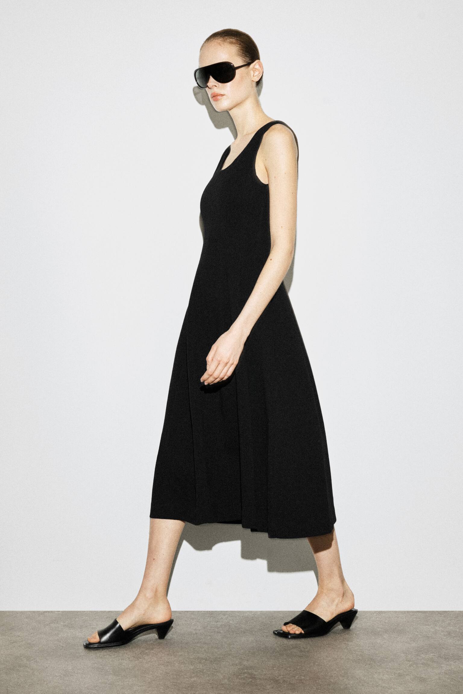 ROBE MIDI SCULPTÉE EN COTON - NOIR/BLANC - 4