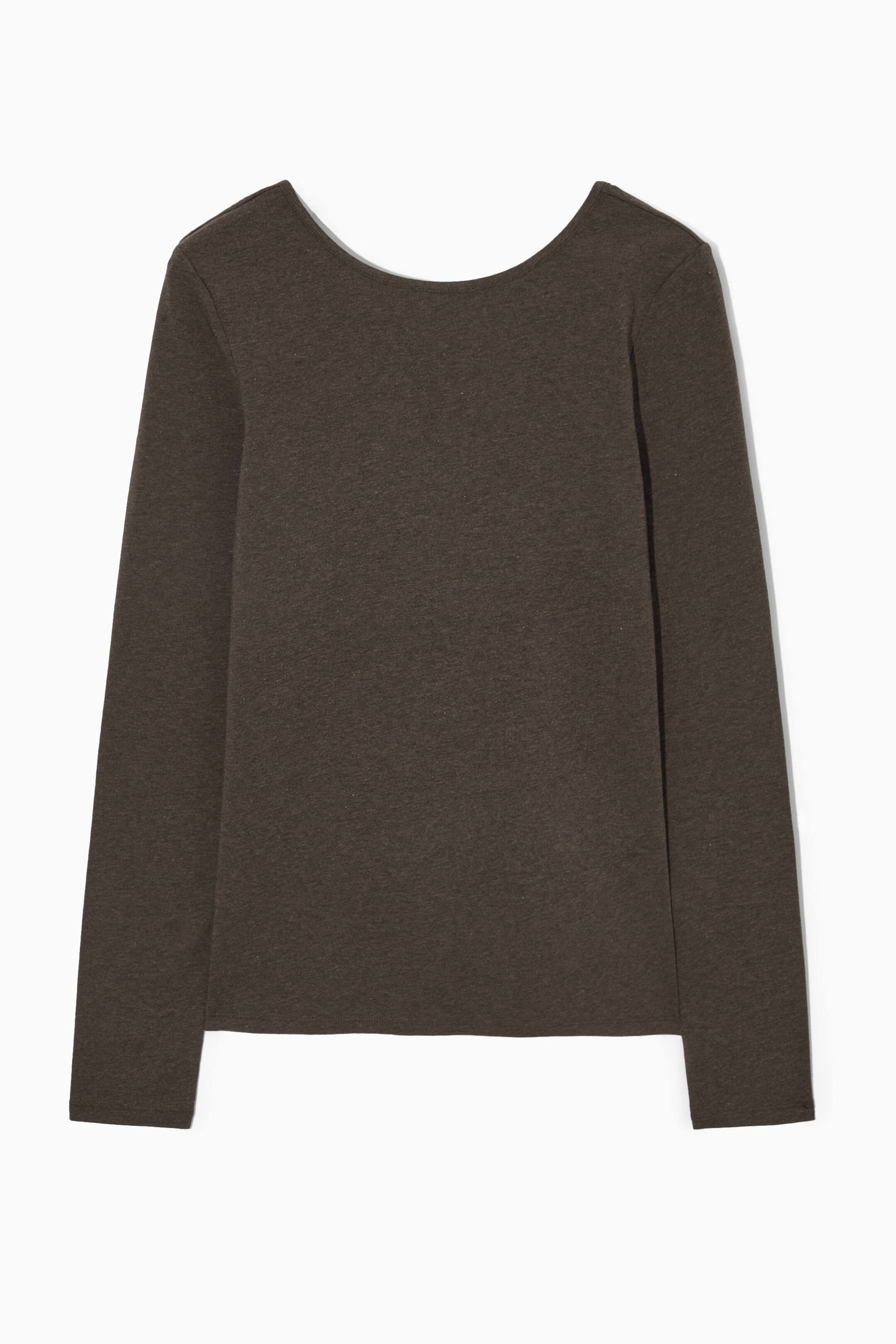 Se større billede: LANGÆRMET TOP MED DYB UDSKÆRING - BRUNMELERET - DAME | H&M DK 1