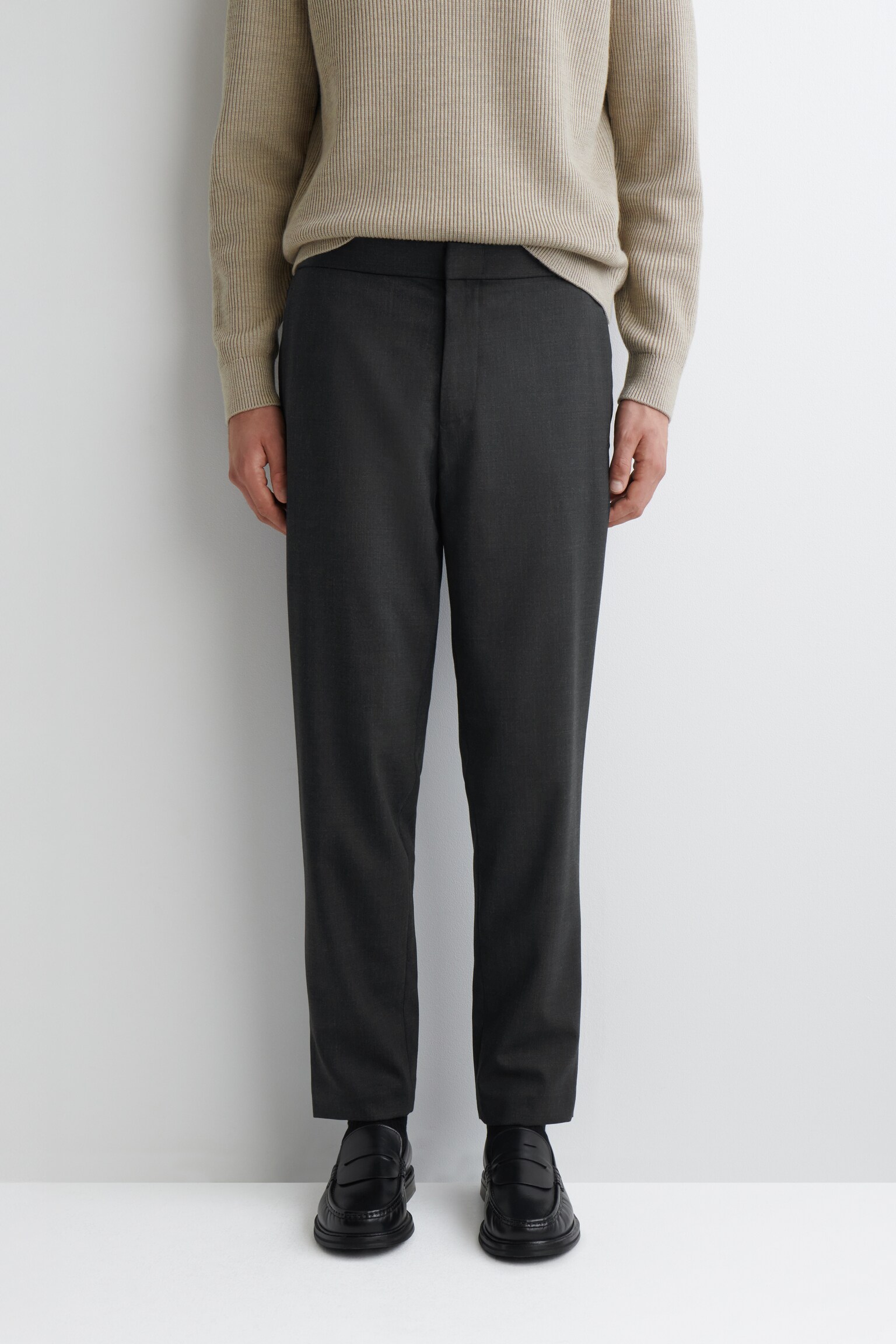 WOOL SKINNY TROUSERS - CHARCOAL - 5