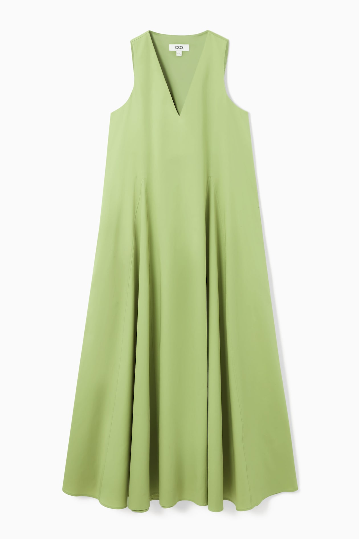 cos green maxi dress VOLUMINOUS V-NECK MAXI DRESS - GREEN