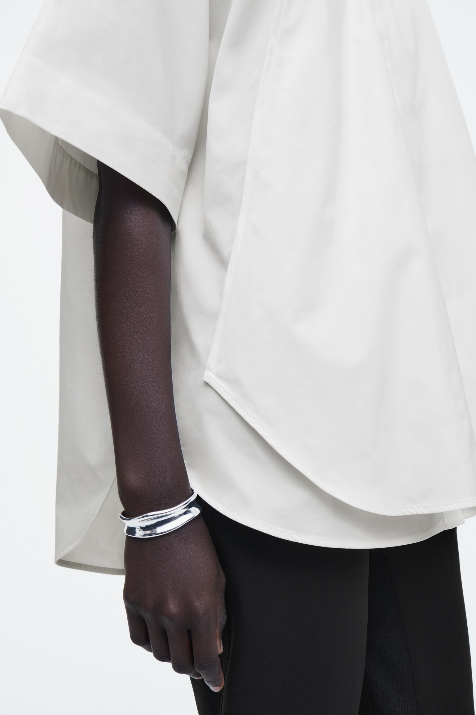 CHEMISE OVERSIZE À OURLET ARRONDI EN COTON - BLANC/VERT - 9